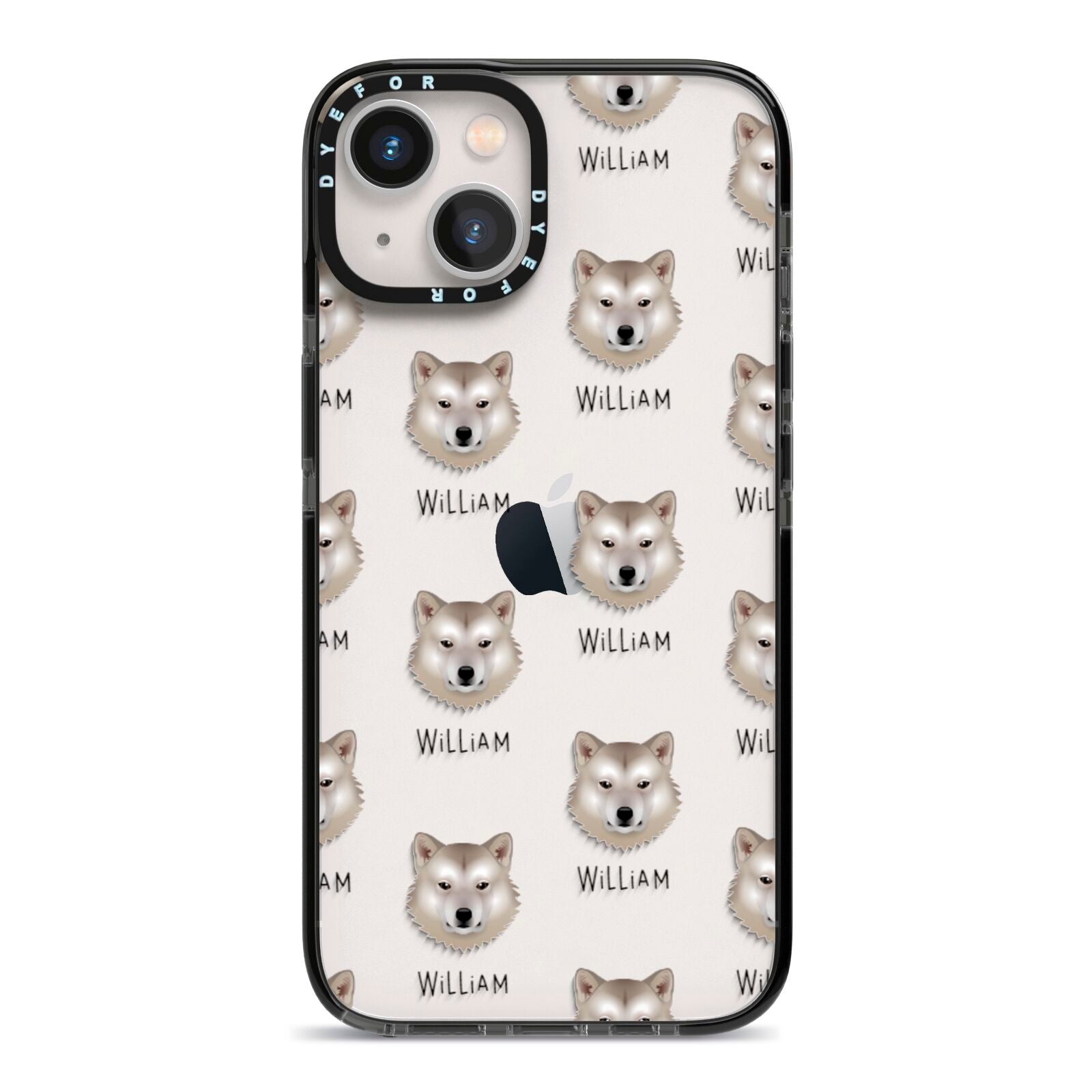Greenland Dog Icon with Name iPhone 13 Black Impact Case on Silver phone