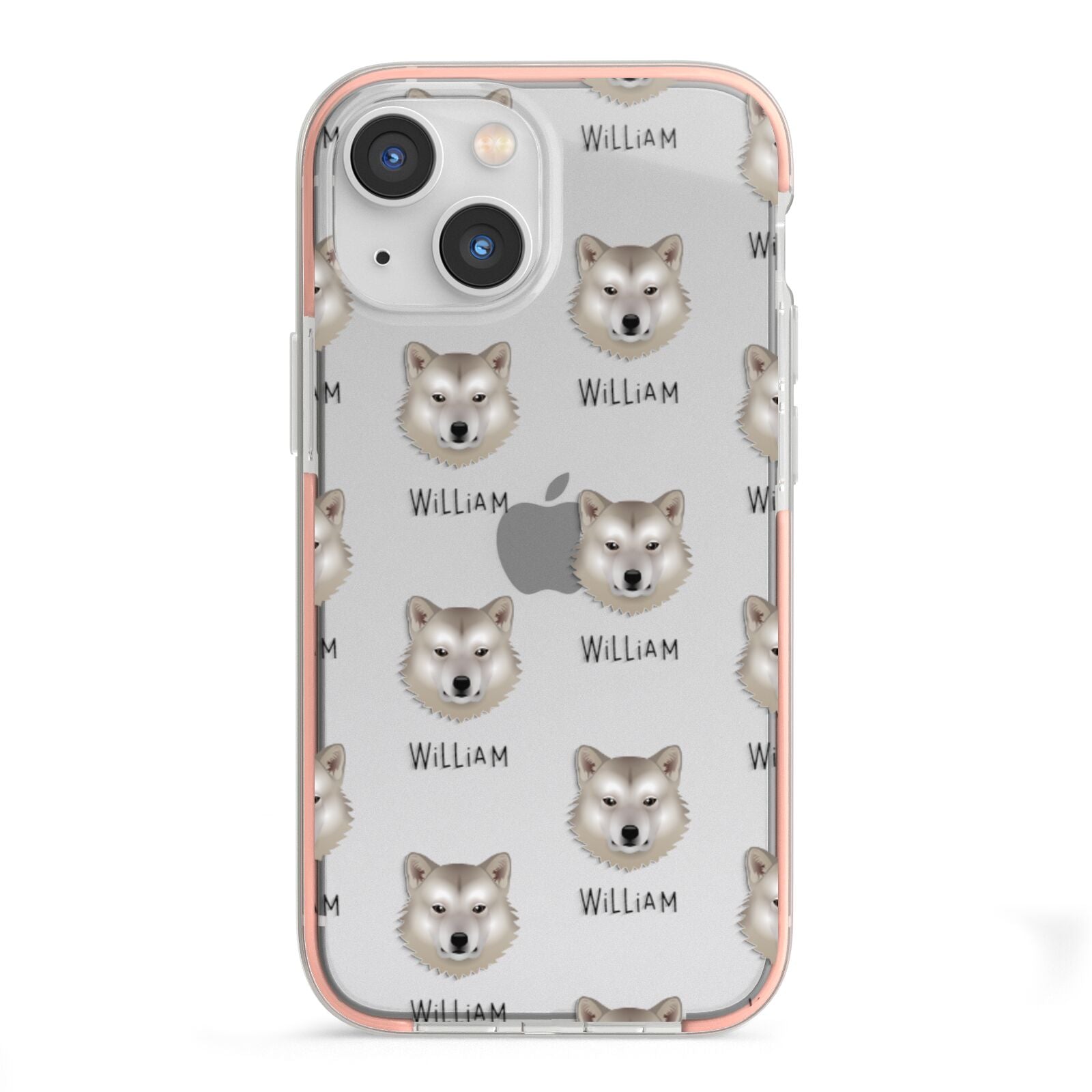 Greenland Dog Icon with Name iPhone 13 Mini TPU Impact Case with Pink Edges