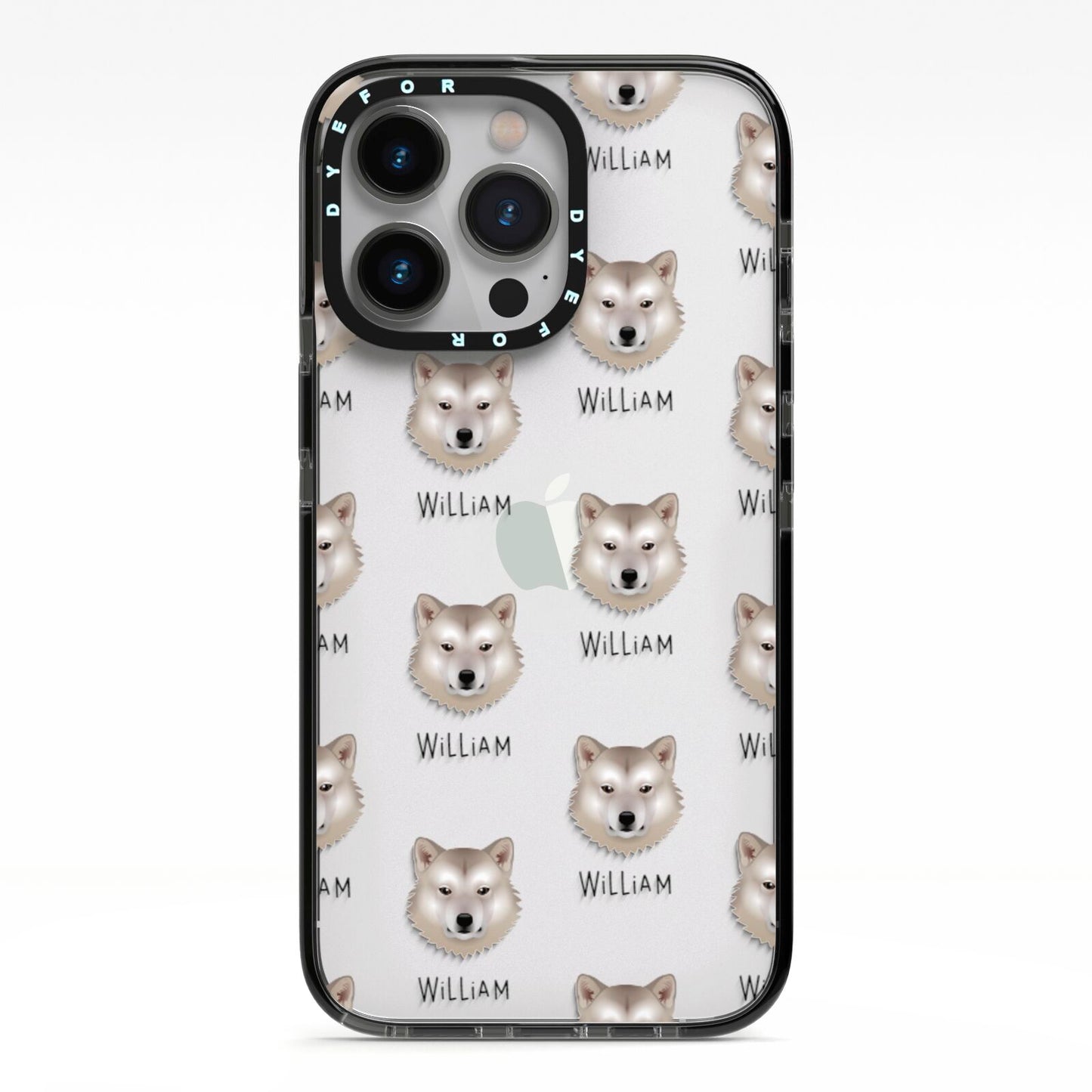 Greenland Dog Icon with Name iPhone 13 Pro Black Impact Case on Silver phone