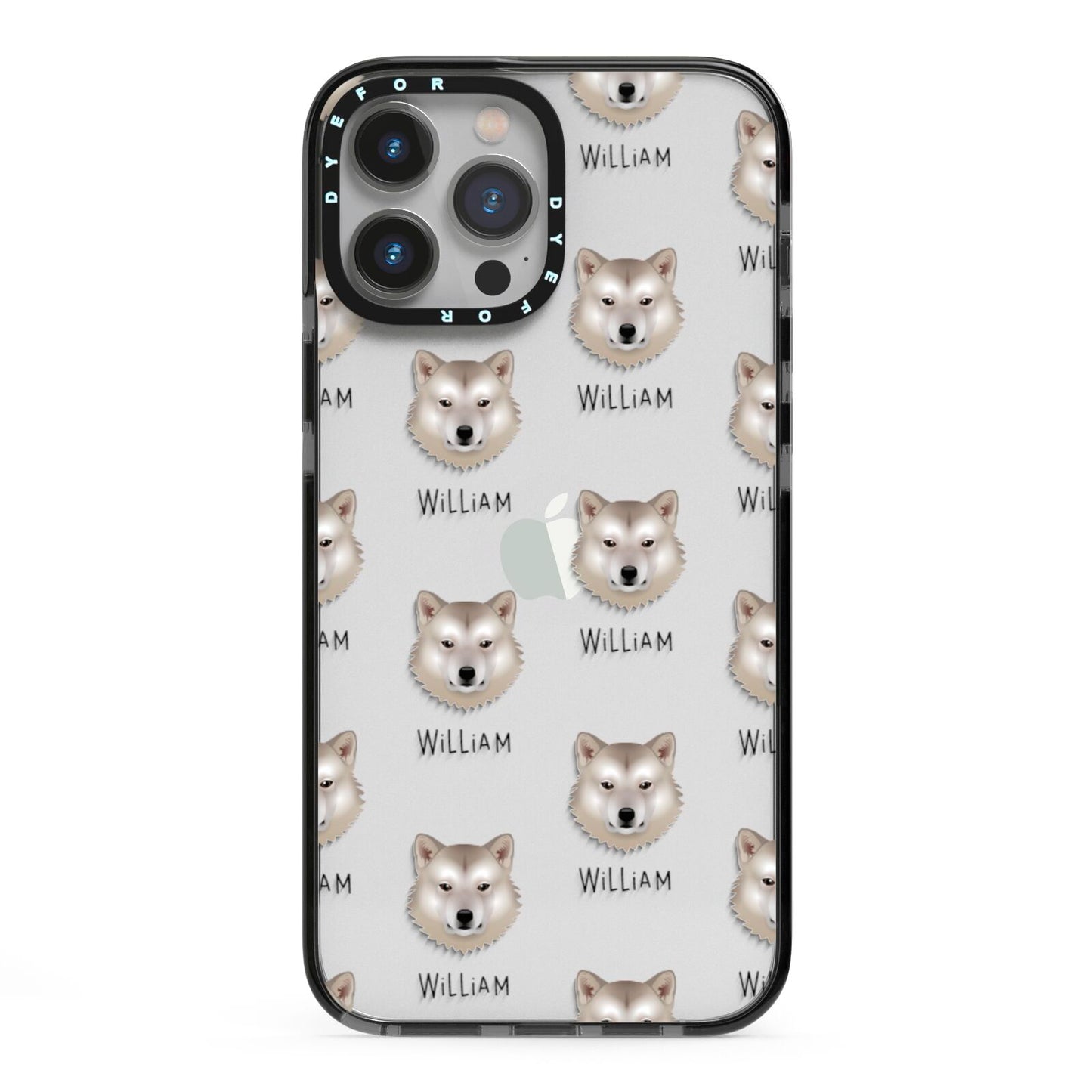 Greenland Dog Icon with Name iPhone 13 Pro Max Black Impact Case on Silver phone
