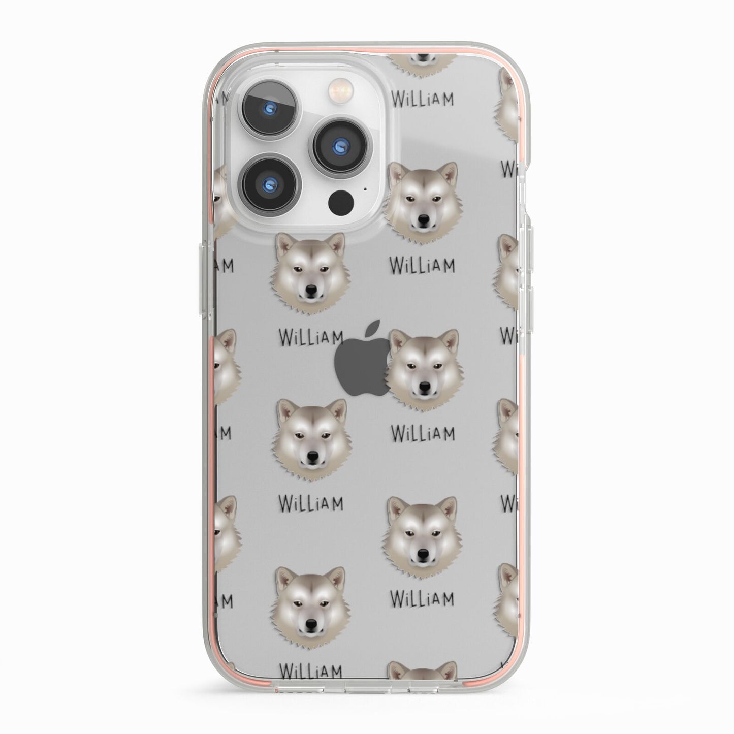 Greenland Dog Icon with Name iPhone 13 Pro TPU Impact Case with Pink Edges