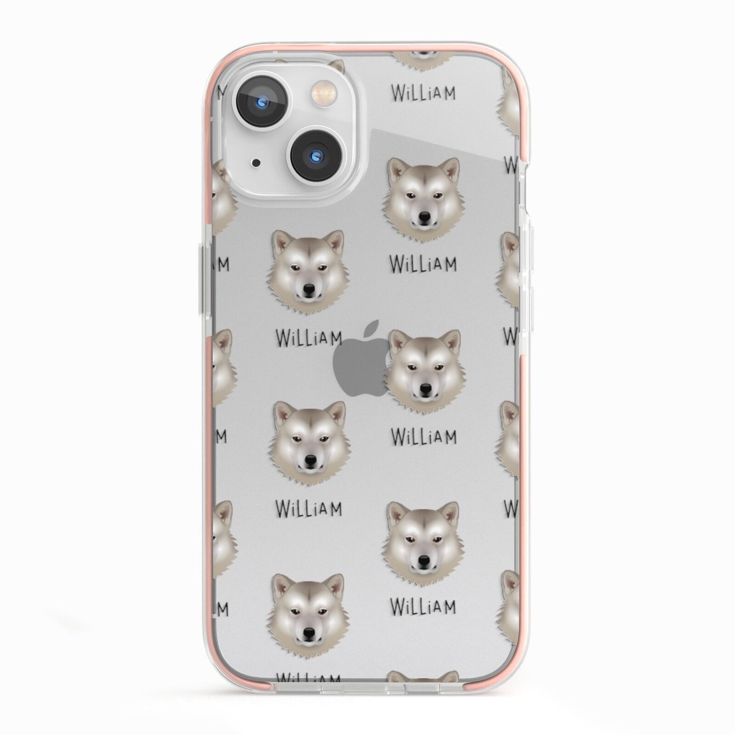 Greenland Dog Icon with Name iPhone 13 TPU Impact Case with Pink Edges