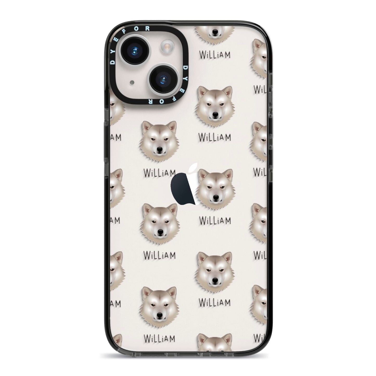 Greenland Dog Icon with Name iPhone 14 Black Impact Case on Silver phone