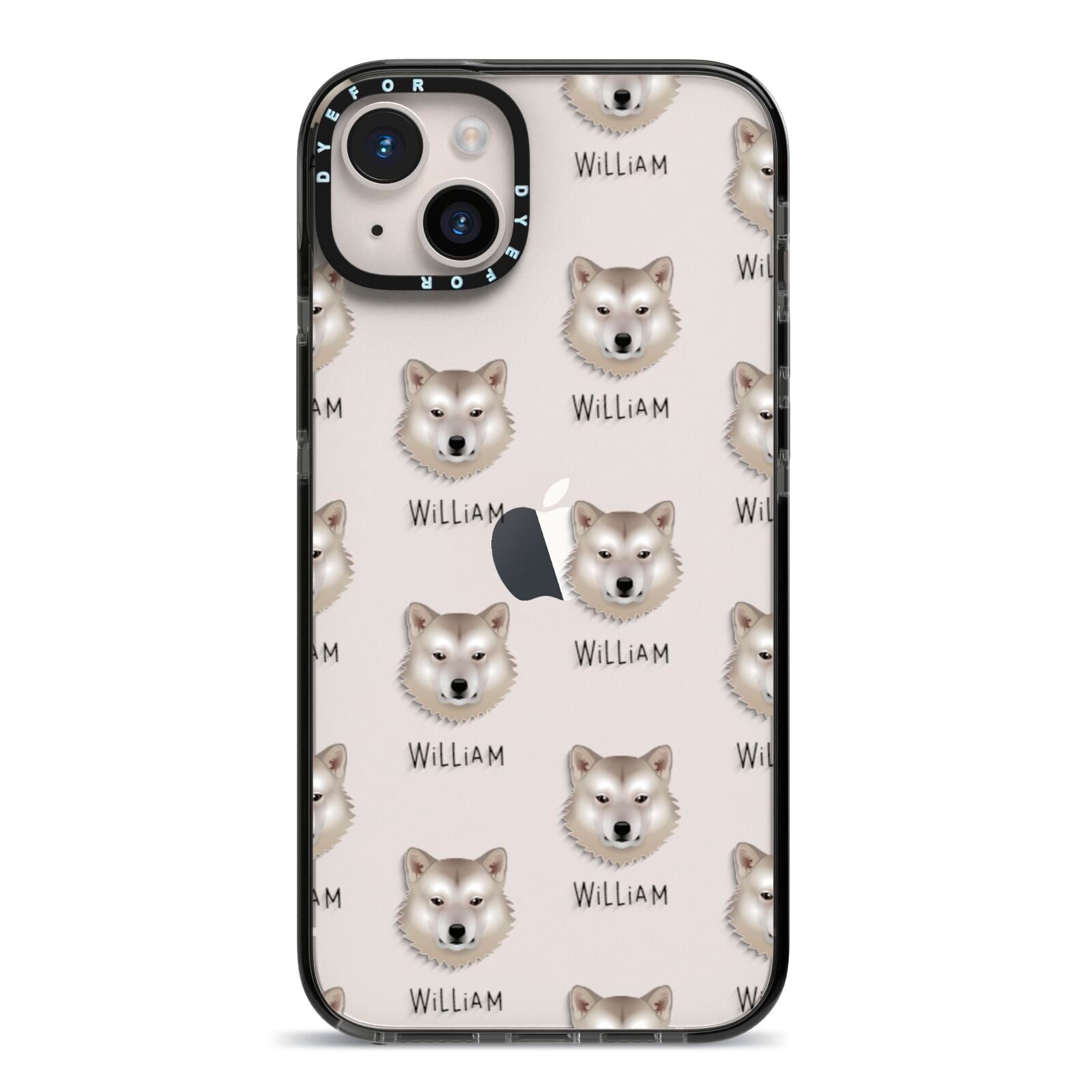 Greenland Dog Icon with Name iPhone 14 Plus Black Impact Case on Silver phone