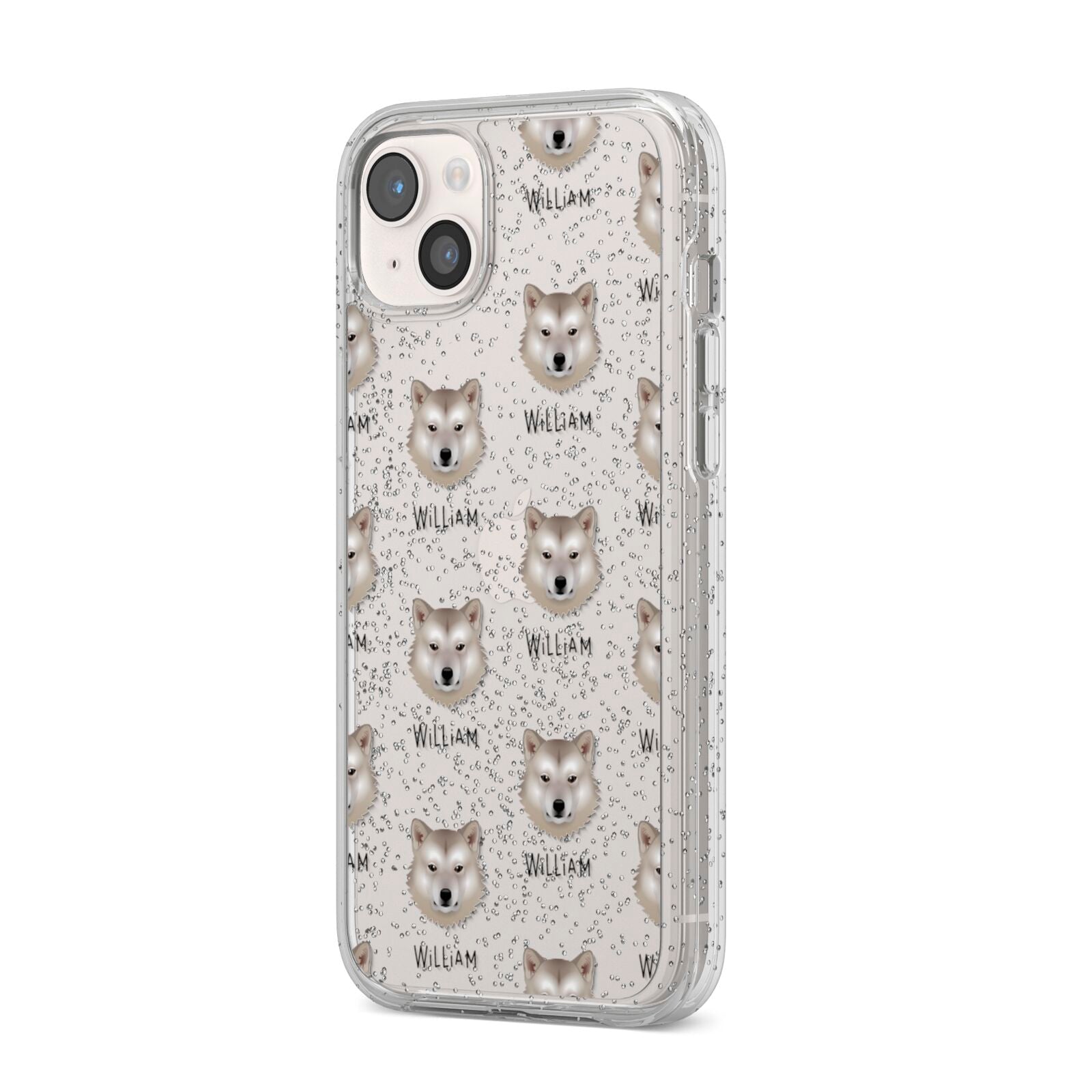 Greenland Dog Icon with Name iPhone 14 Plus Glitter Tough Case Starlight Angled Image