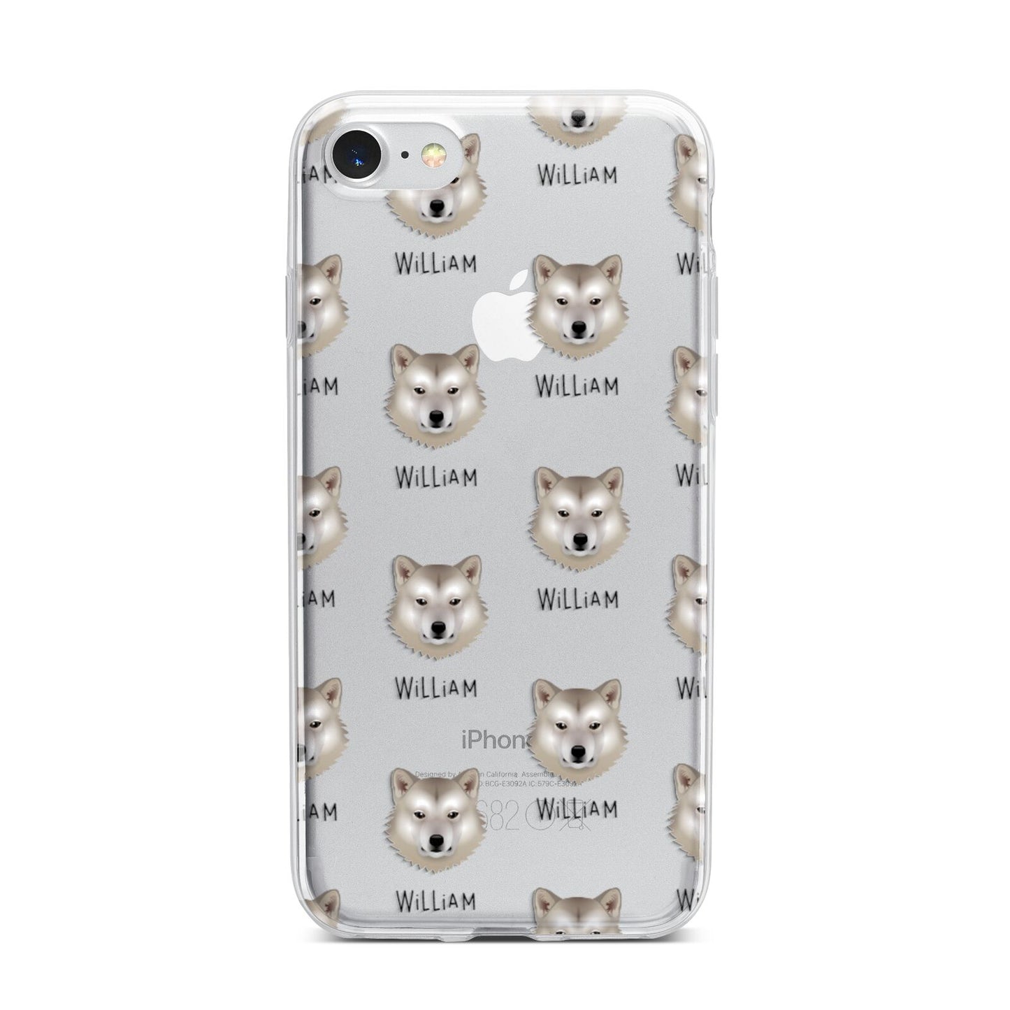 Greenland Dog Icon with Name iPhone 7 Bumper Case on Silver iPhone