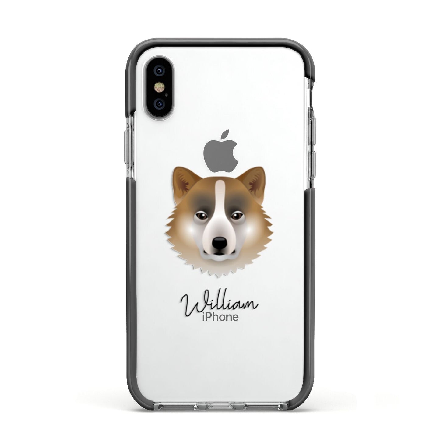 Greenland Dog Personalised Apple iPhone Xs Impact Case Black Edge on Silver Phone