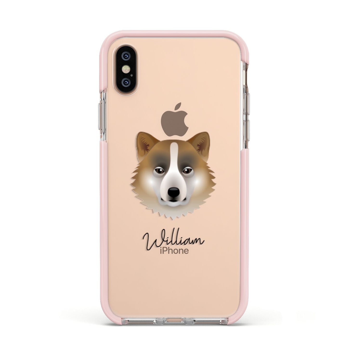 Greenland Dog Personalised Apple iPhone Xs Impact Case Pink Edge on Gold Phone