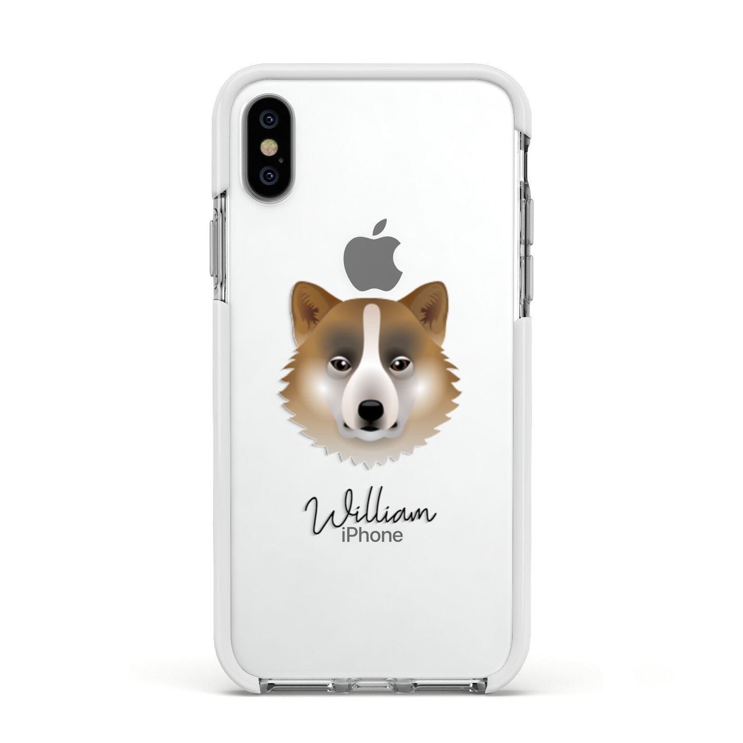 Greenland Dog Personalised Apple iPhone Xs Impact Case White Edge on Silver Phone