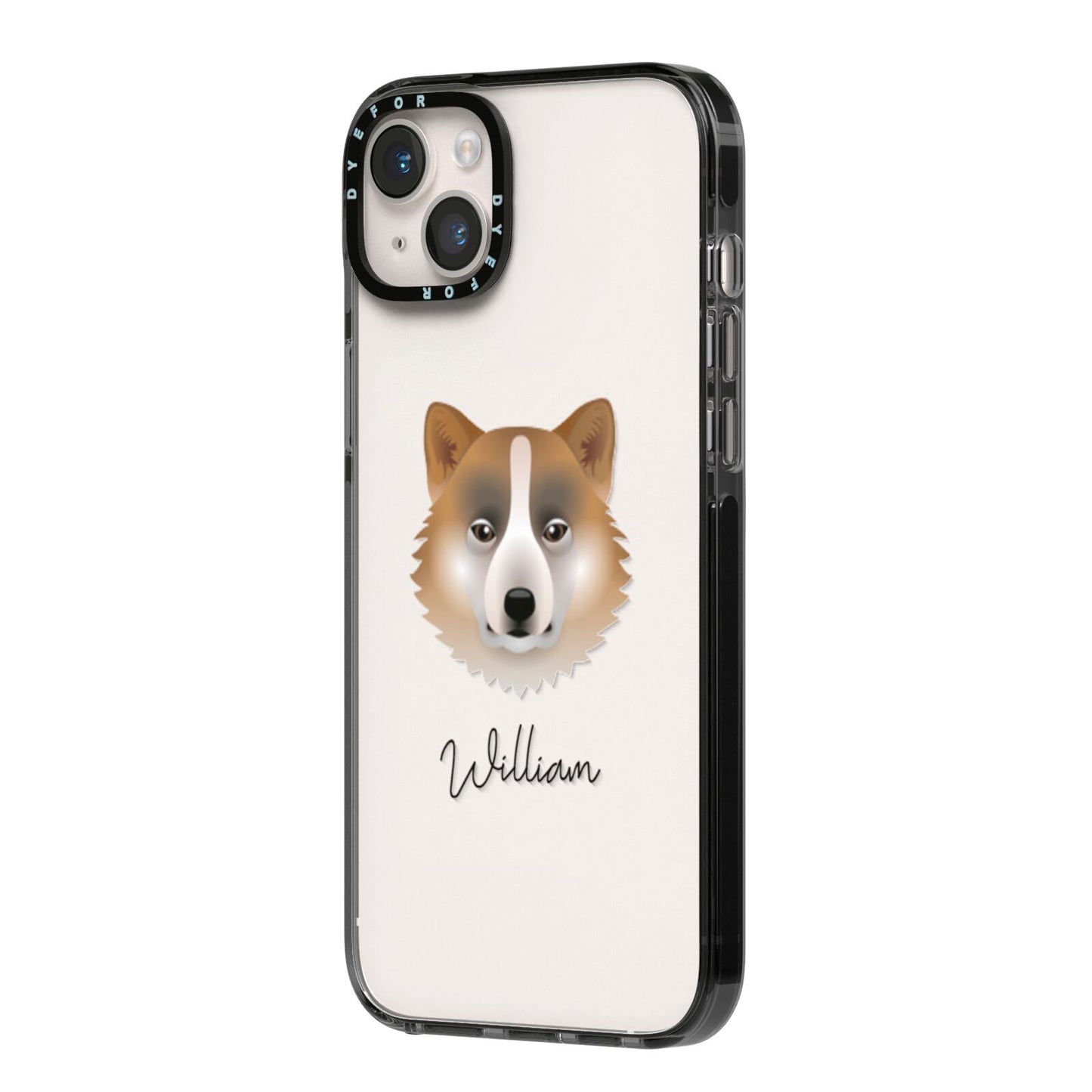 Greenland Dog Personalised iPhone 14 Plus Black Impact Case Side Angle on Silver phone