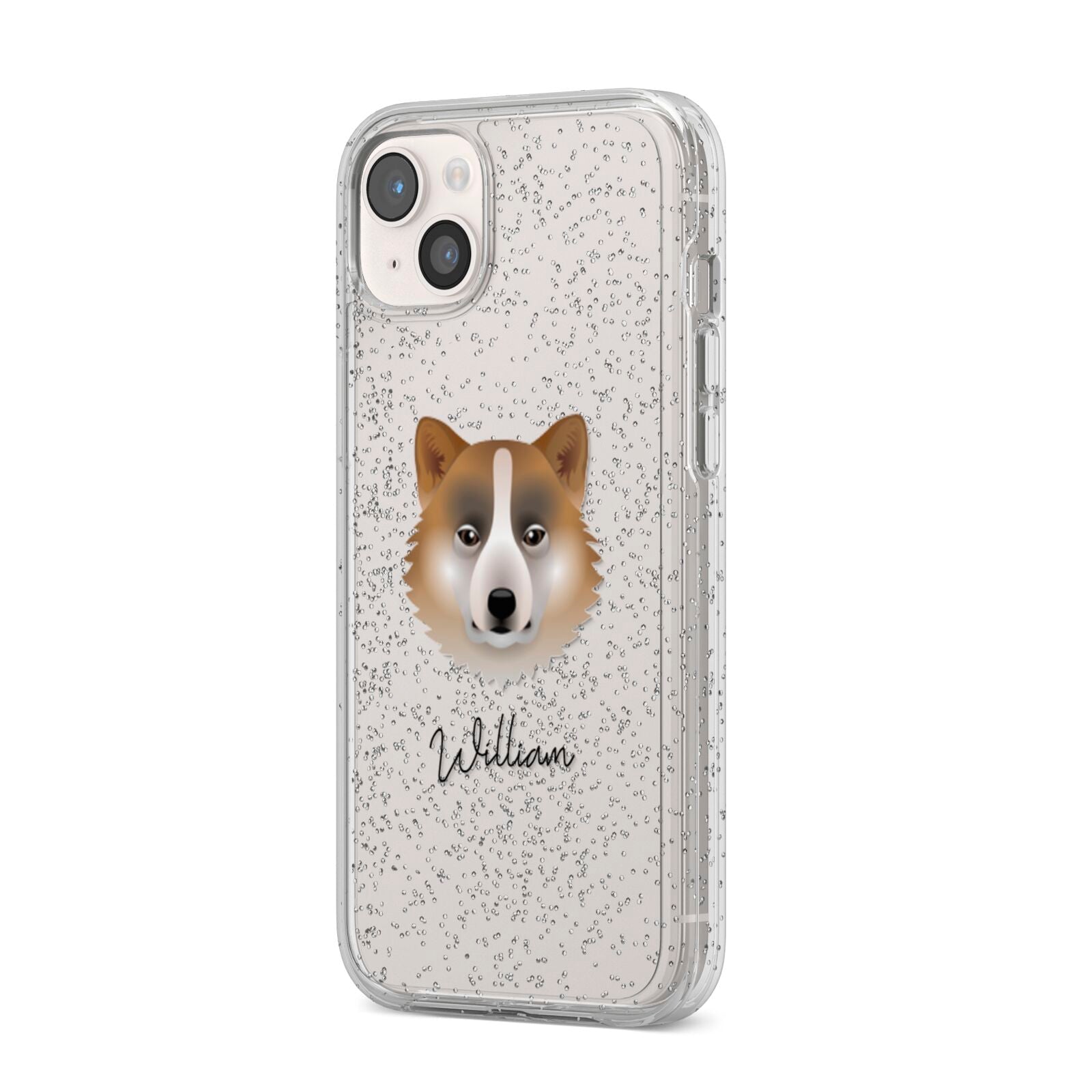Greenland Dog Personalised iPhone 14 Plus Glitter Tough Case Starlight Angled Image