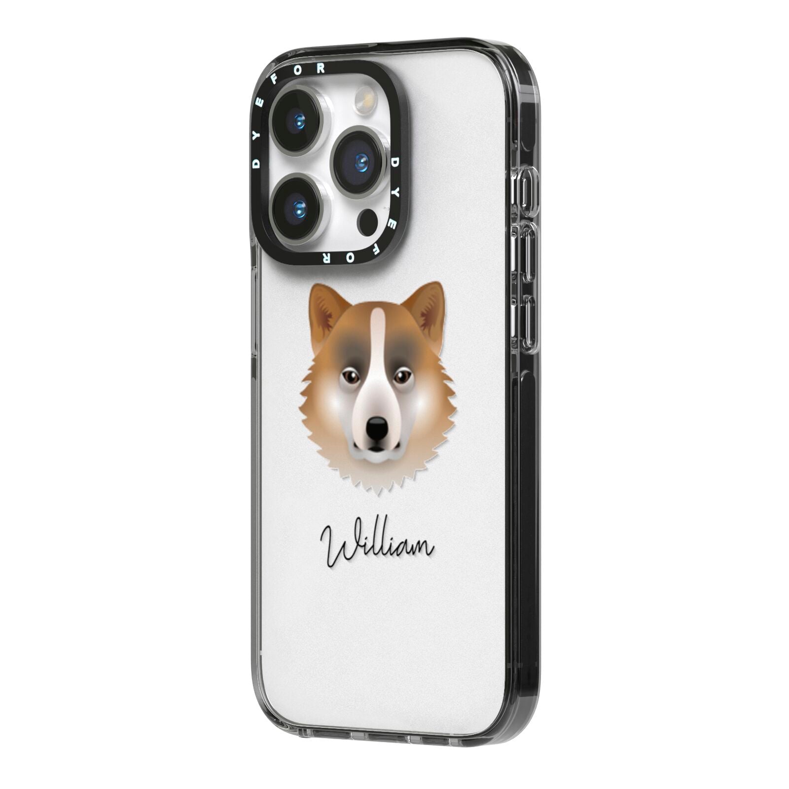 Greenland Dog Personalised iPhone 14 Pro Black Impact Case Side Angle on Silver phone