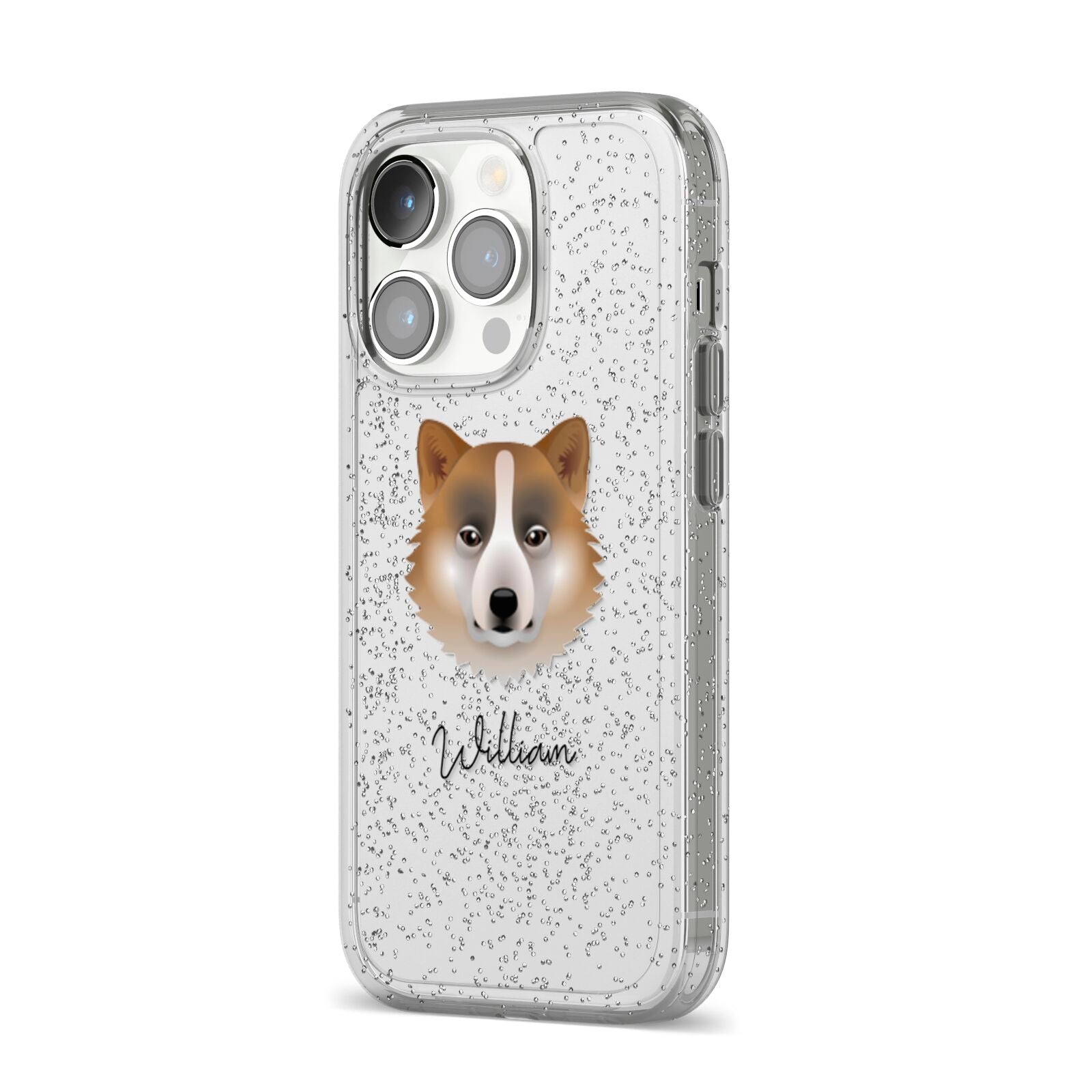 Greenland Dog Personalised iPhone 14 Pro Glitter Tough Case Silver Angled Image