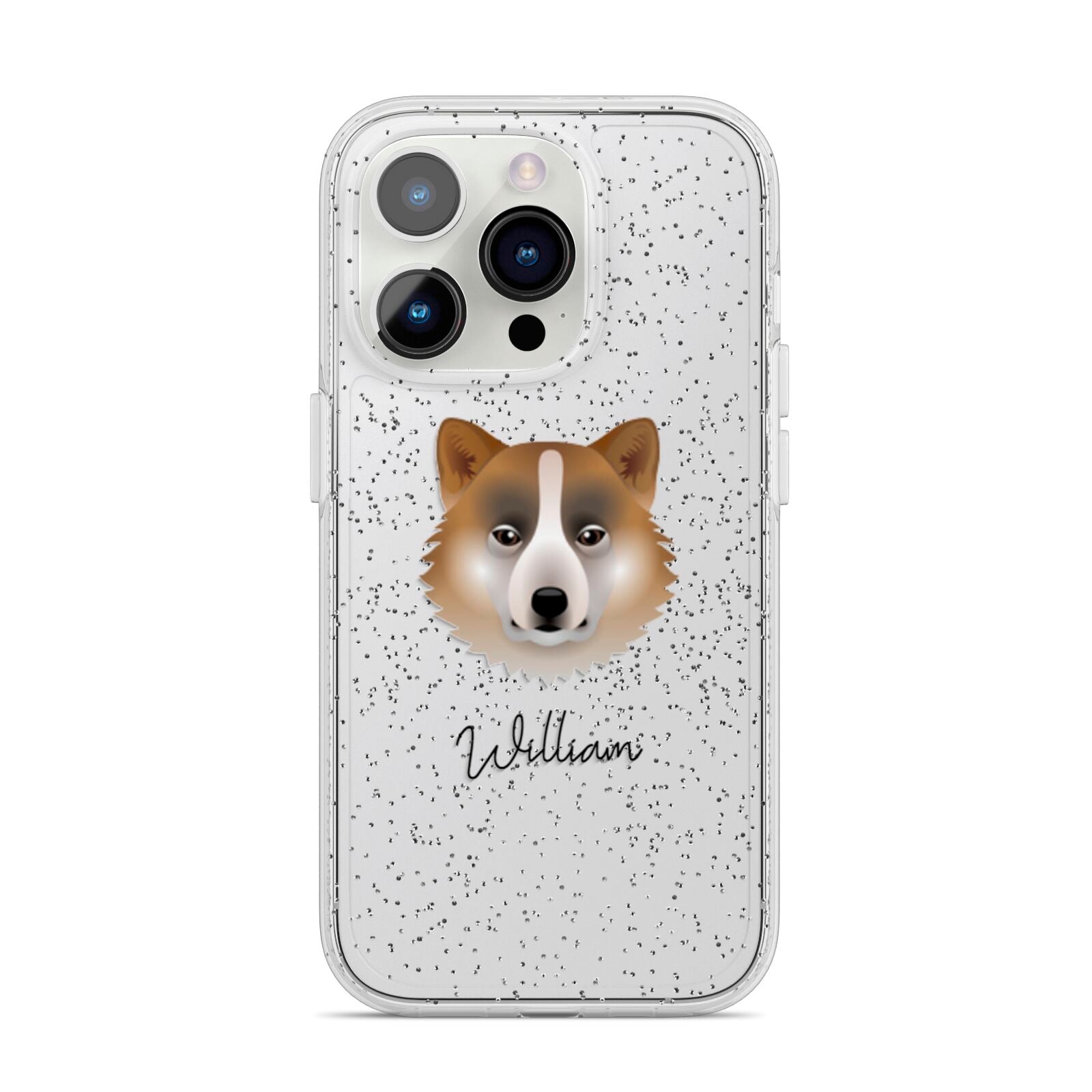 Greenland Dog Personalised iPhone 14 Pro Glitter Tough Case Silver