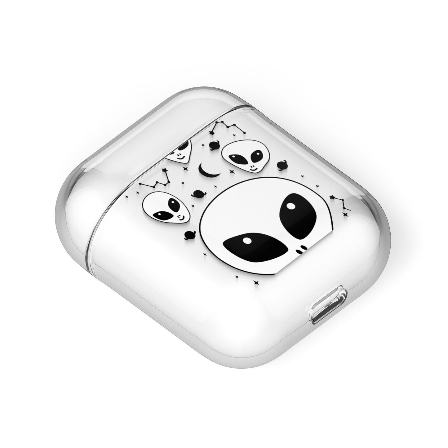 Grey Aliens Constellation AirPods Case Laid Flat