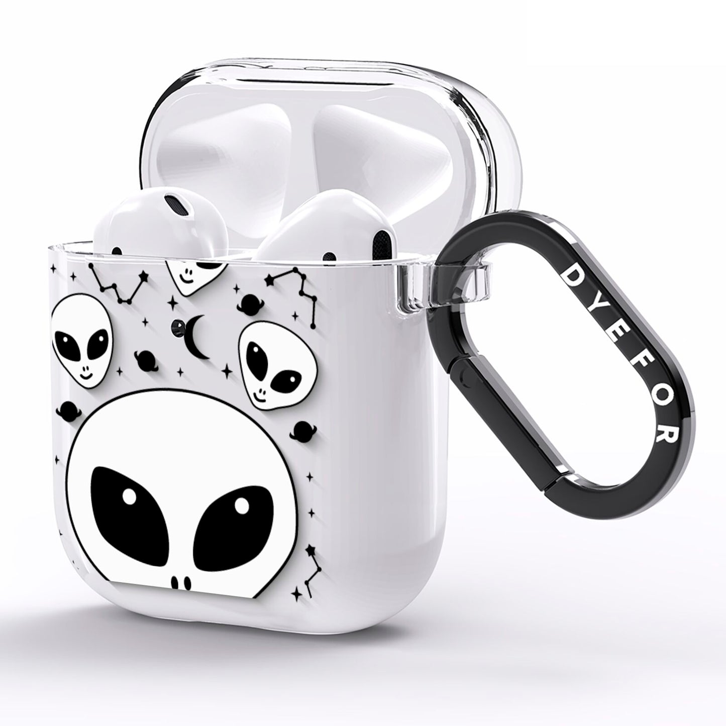 Grey Aliens Constellation AirPods Clear Case Side Image