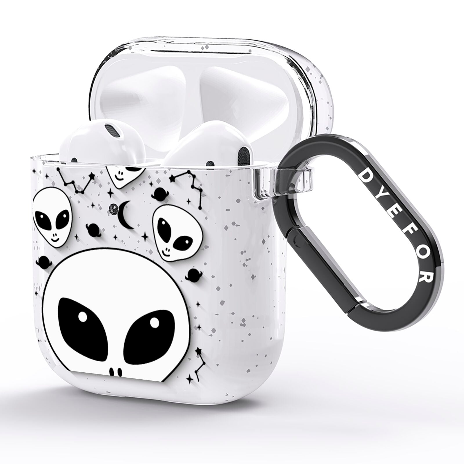 Grey Aliens Constellation AirPods Glitter Case Side Image