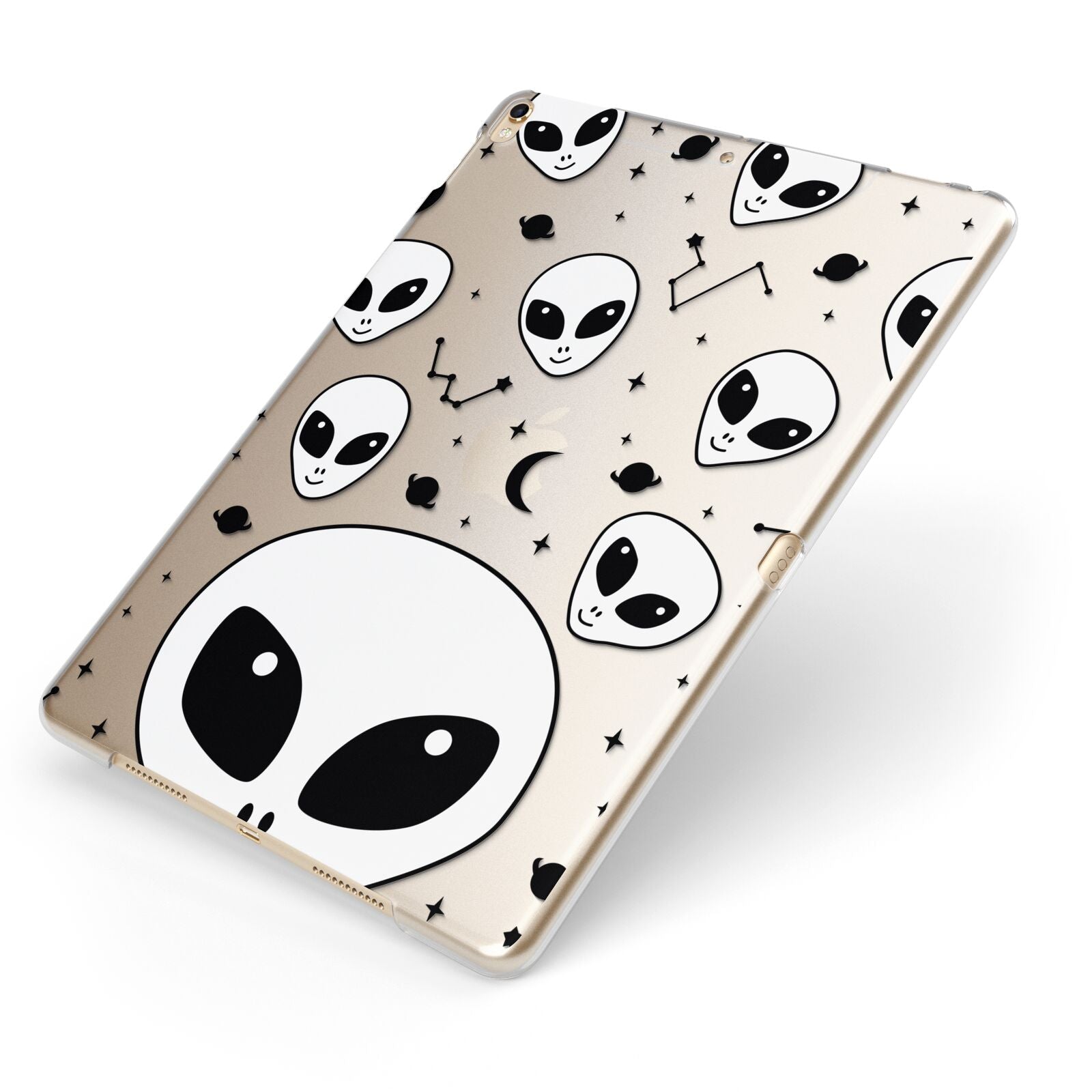 Grey Aliens Constellation Apple iPad Case on Gold iPad Side View