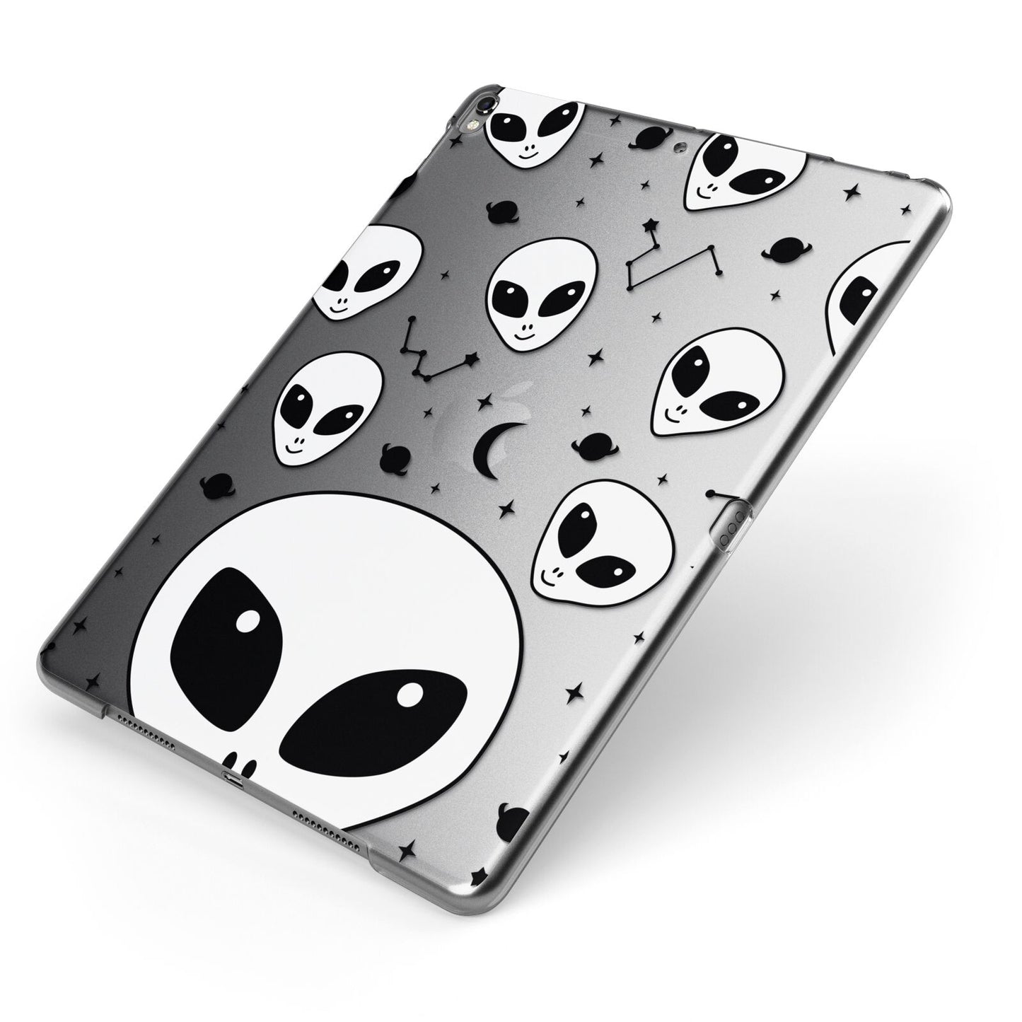 Grey Aliens Constellation Apple iPad Case on Grey iPad Side View