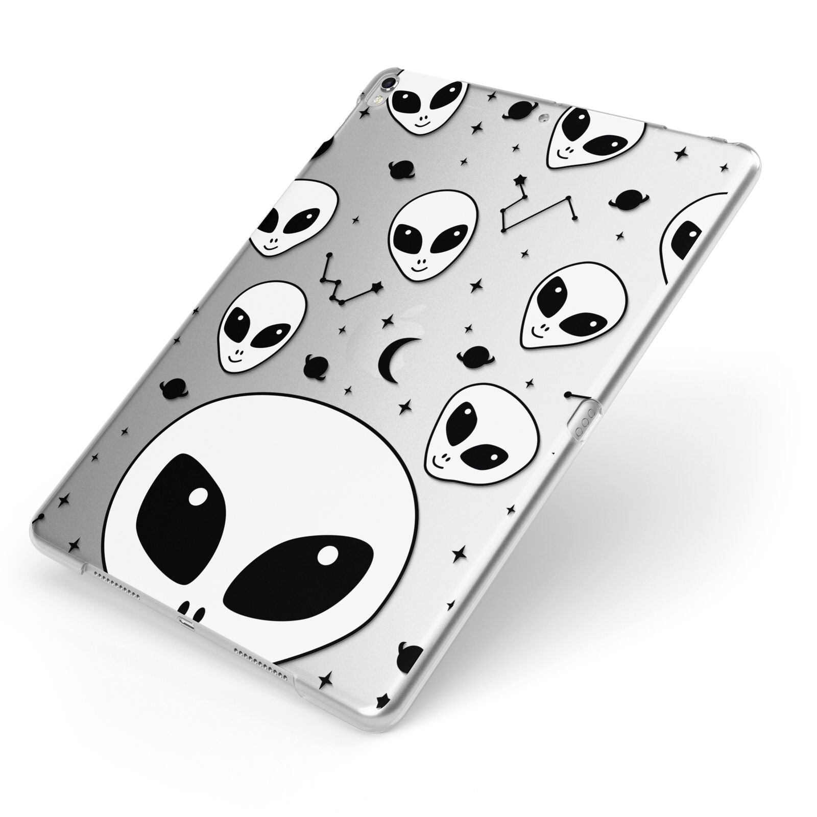 Grey Aliens Constellation Apple iPad Case on Silver iPad Side View