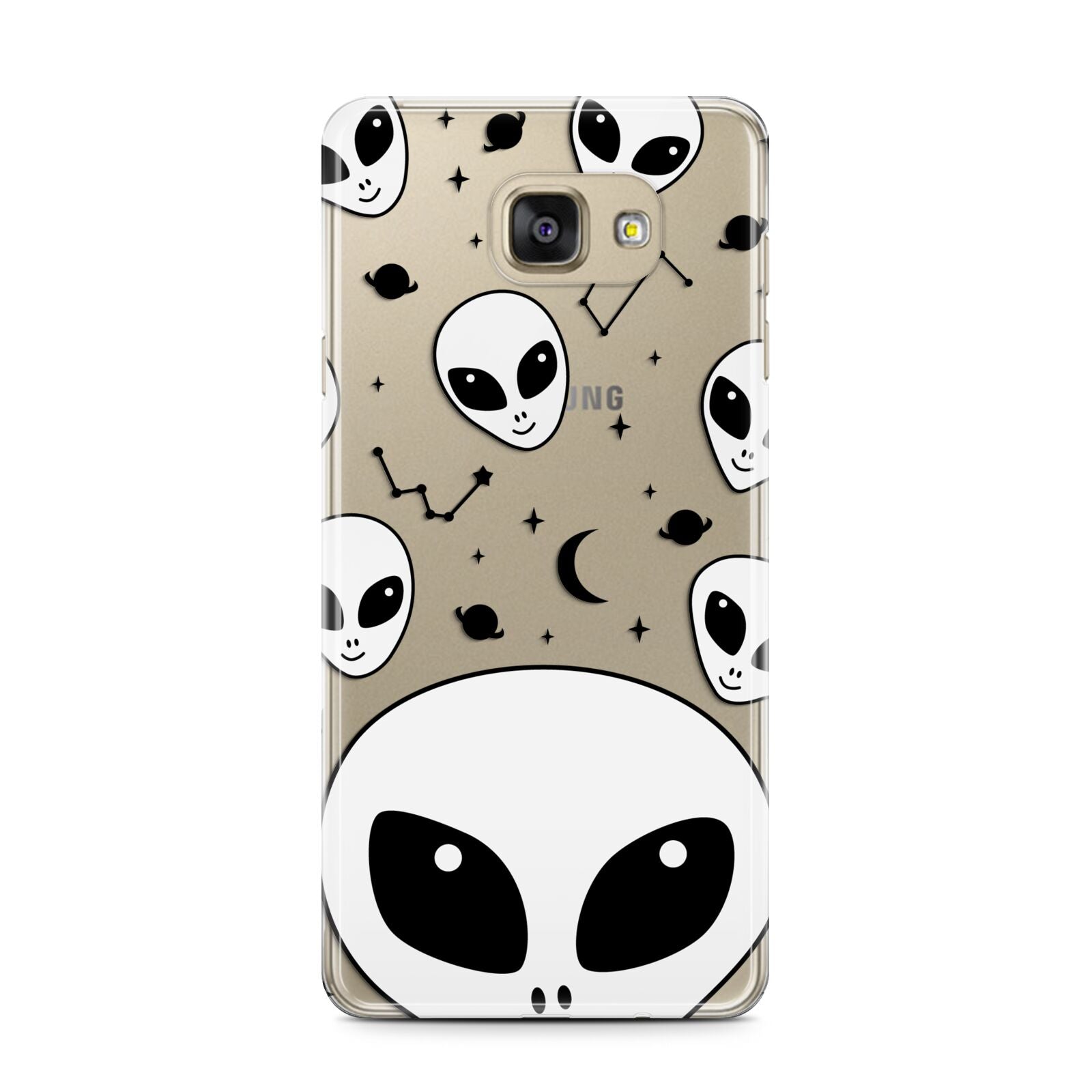 Grey Aliens Constellation Samsung Galaxy A7 2016 Case on gold phone