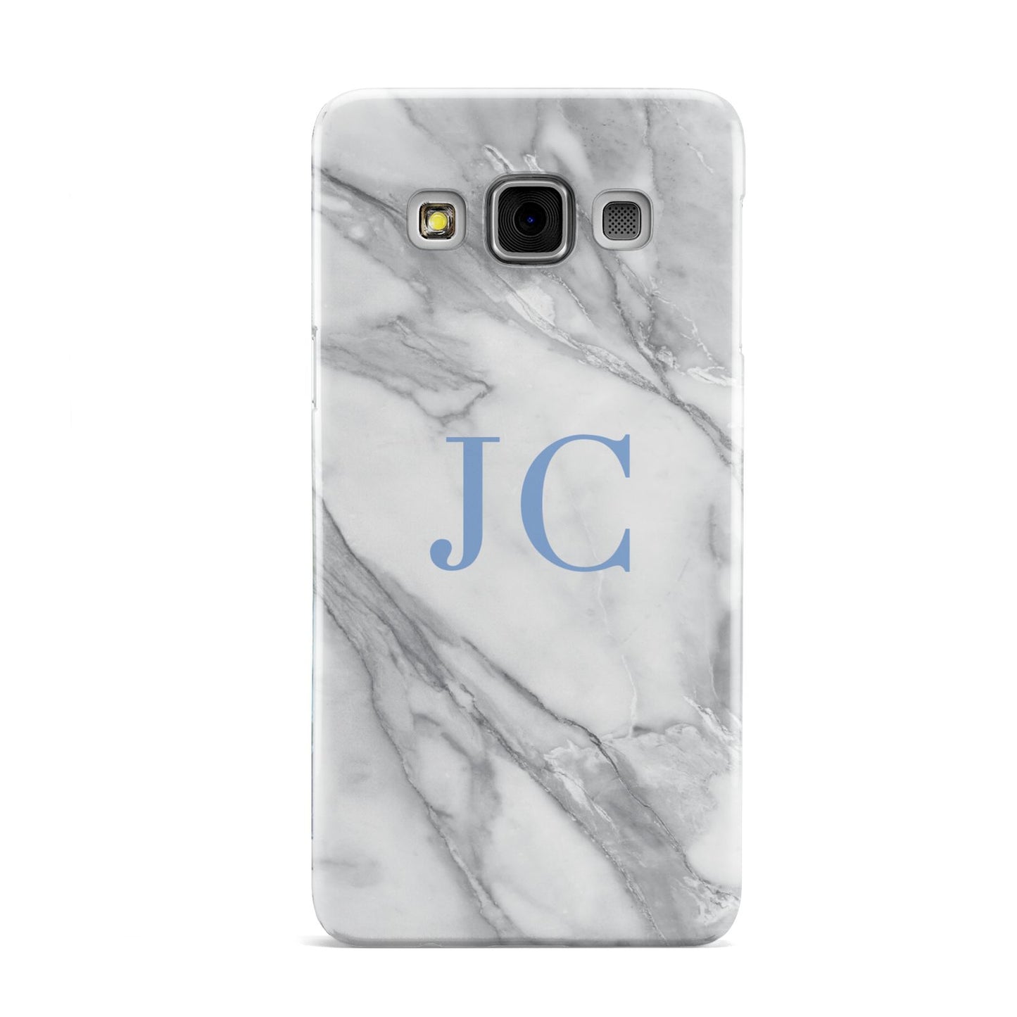 Grey Marble Blue Initials Samsung Galaxy A3 Case