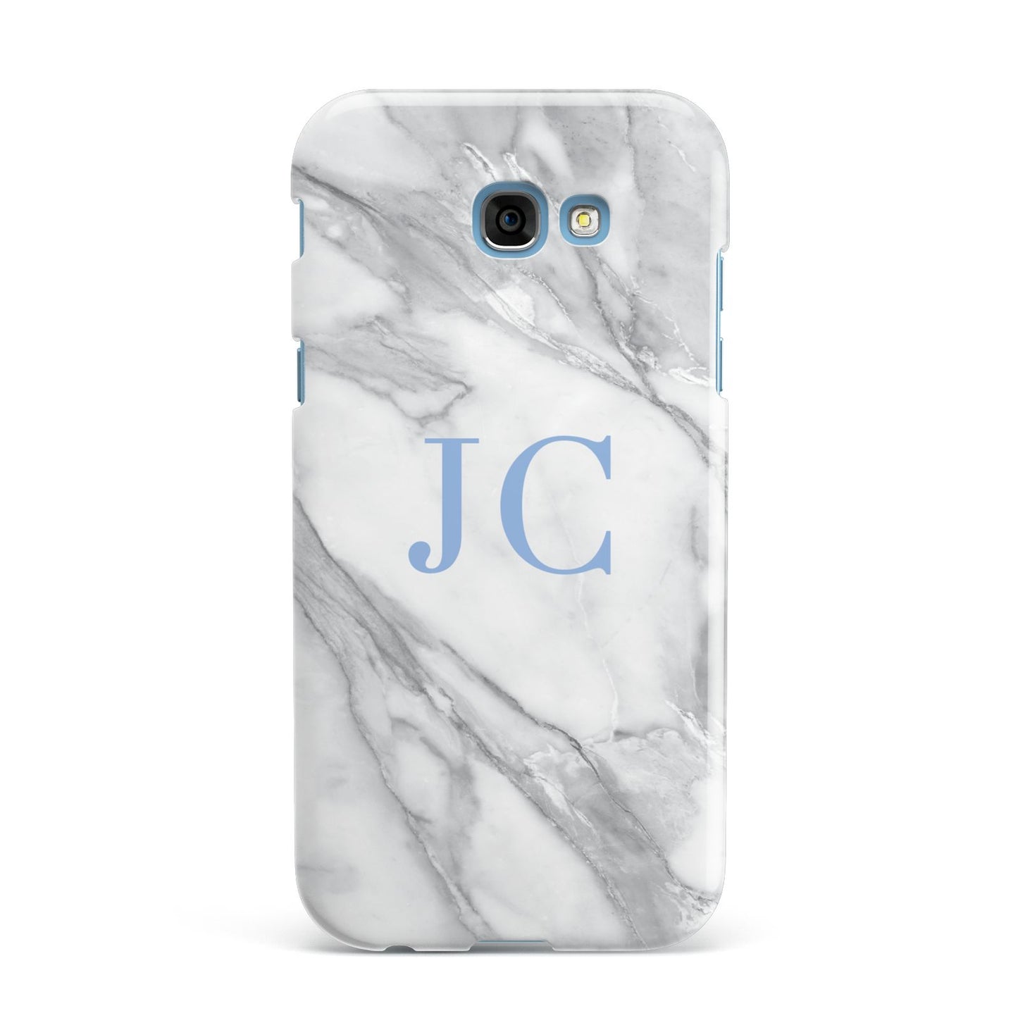 Grey Marble Blue Initials Samsung Galaxy A7 2017 Case