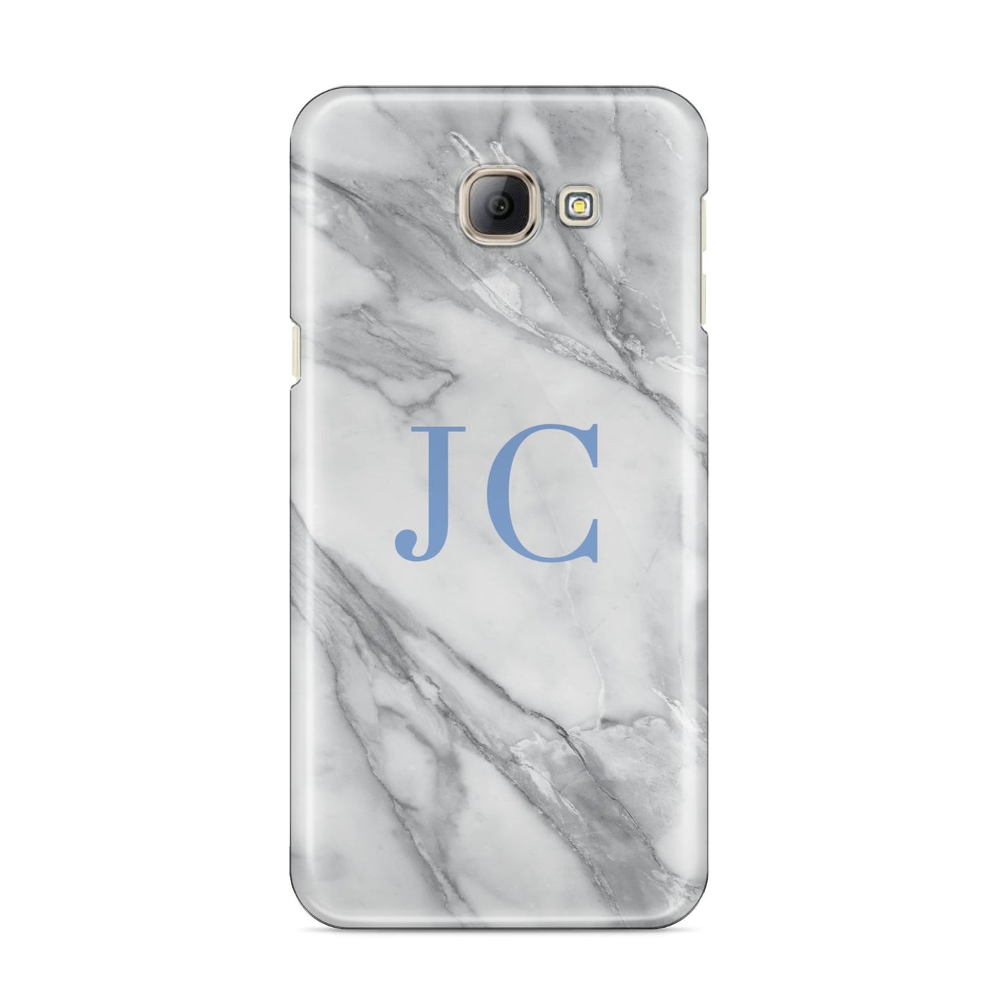 Grey Marble Blue Initials Samsung Galaxy A8 2016 Case