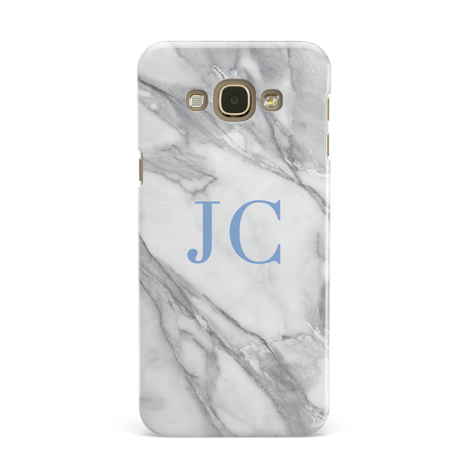 Grey Marble Blue Initials Samsung Galaxy A8 Case