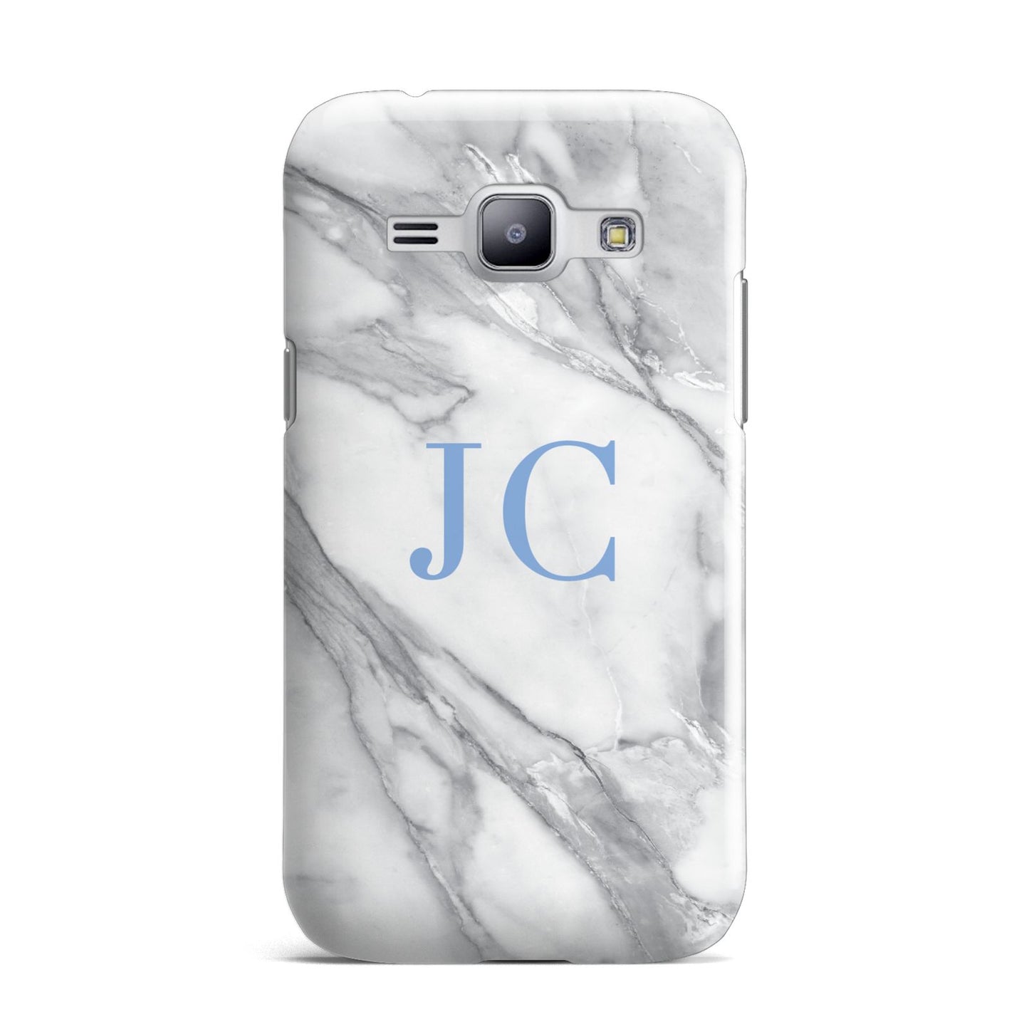 Grey Marble Blue Initials Samsung Galaxy J1 2015 Case