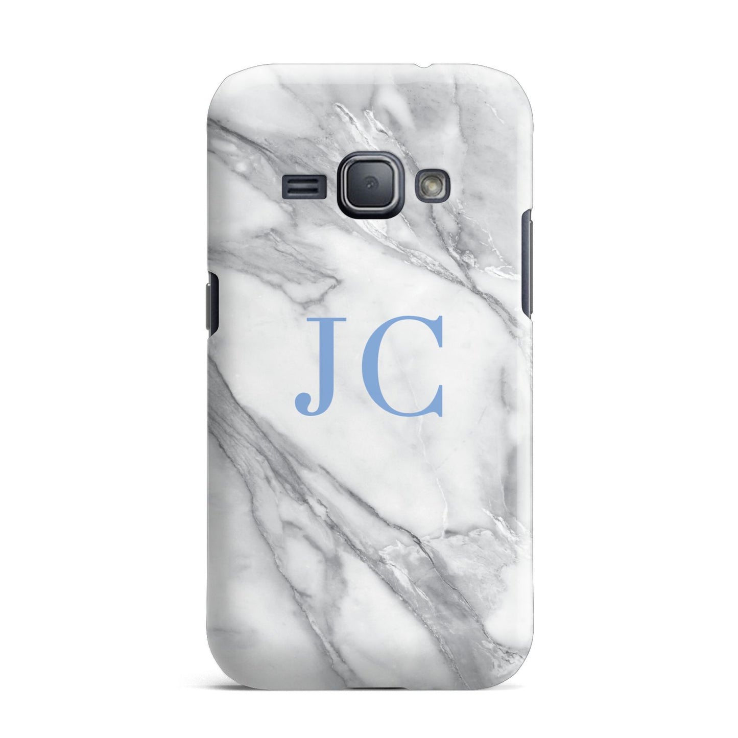 Grey Marble Blue Initials Samsung Galaxy J1 2016 Case