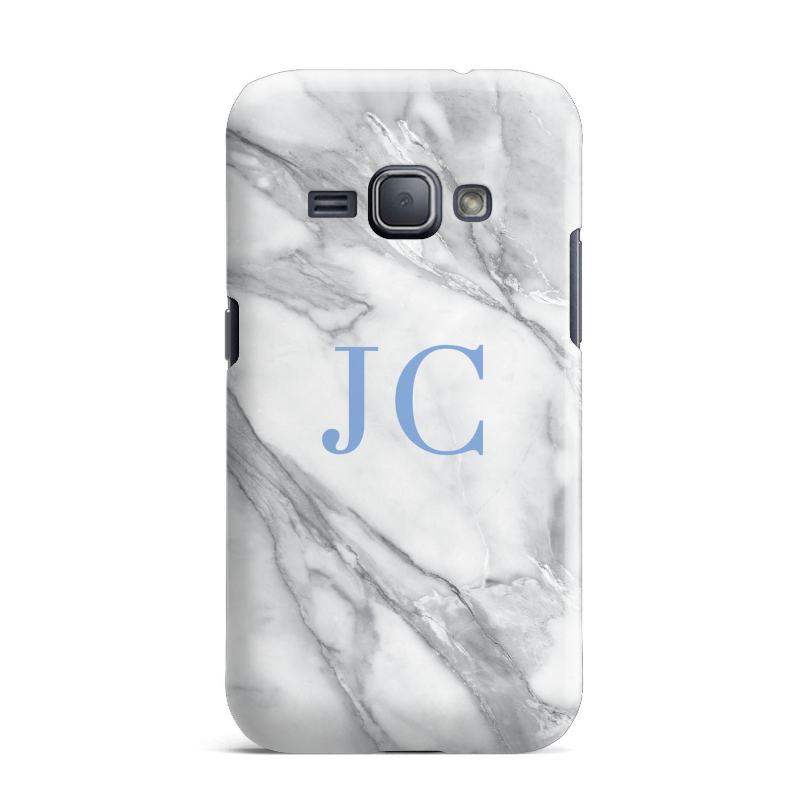 Grey Marble Blue Initials Samsung Galaxy J1 2016 Case