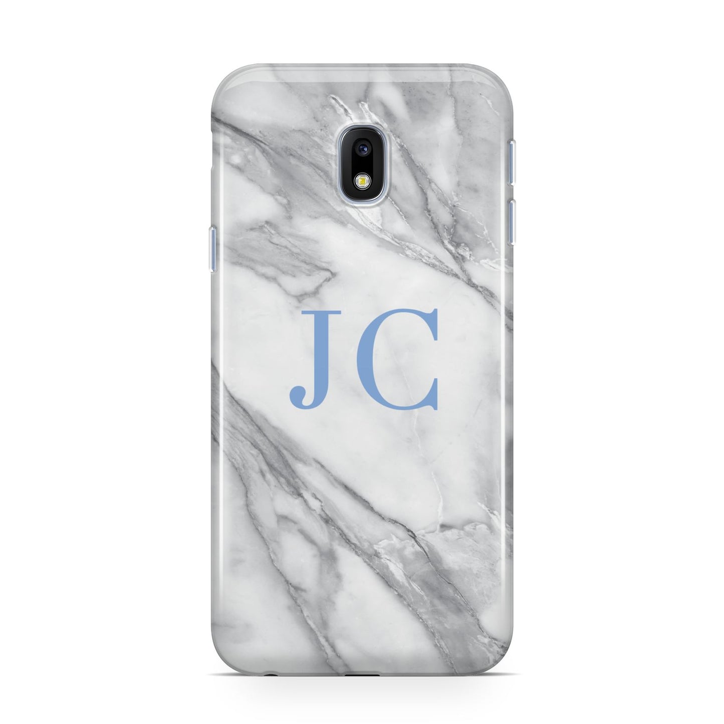 Grey Marble Blue Initials Samsung Galaxy J3 2017 Case