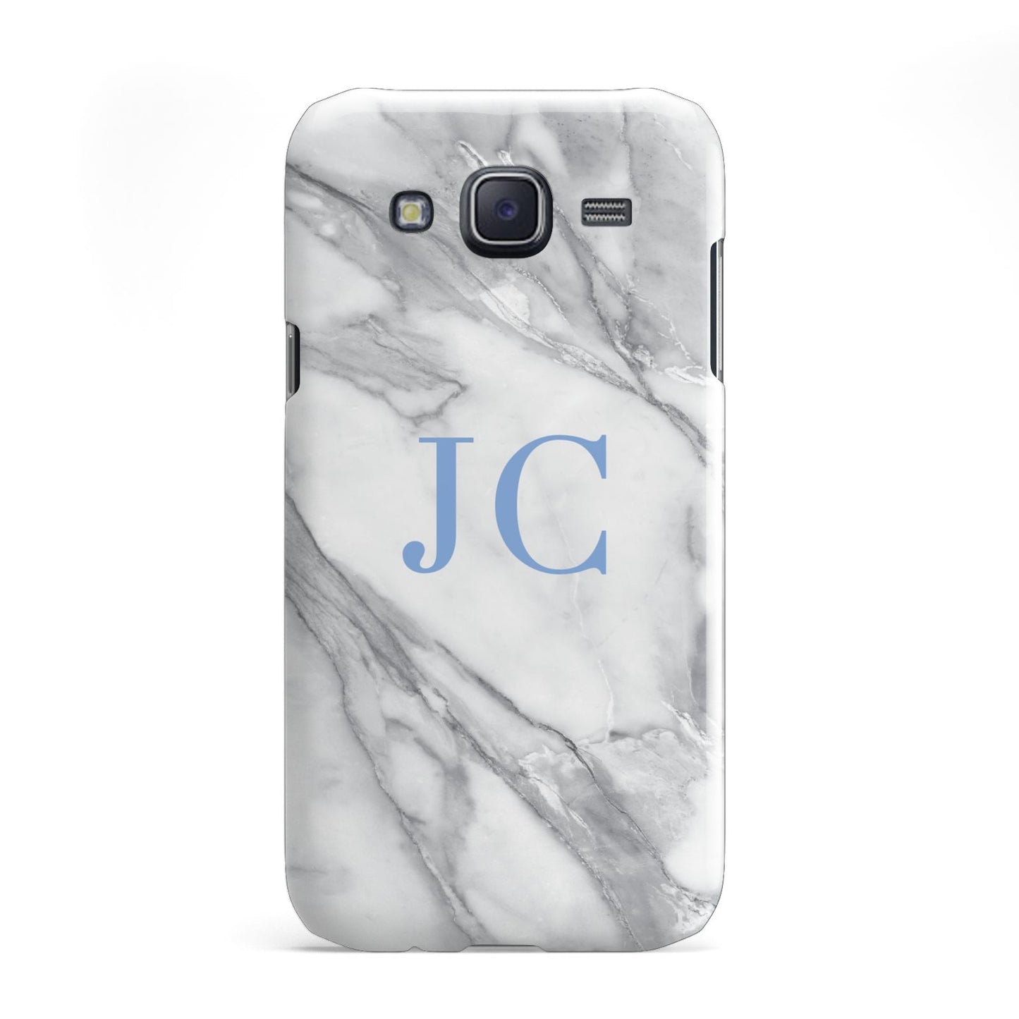 Grey Marble Blue Initials Samsung Galaxy J5 Case