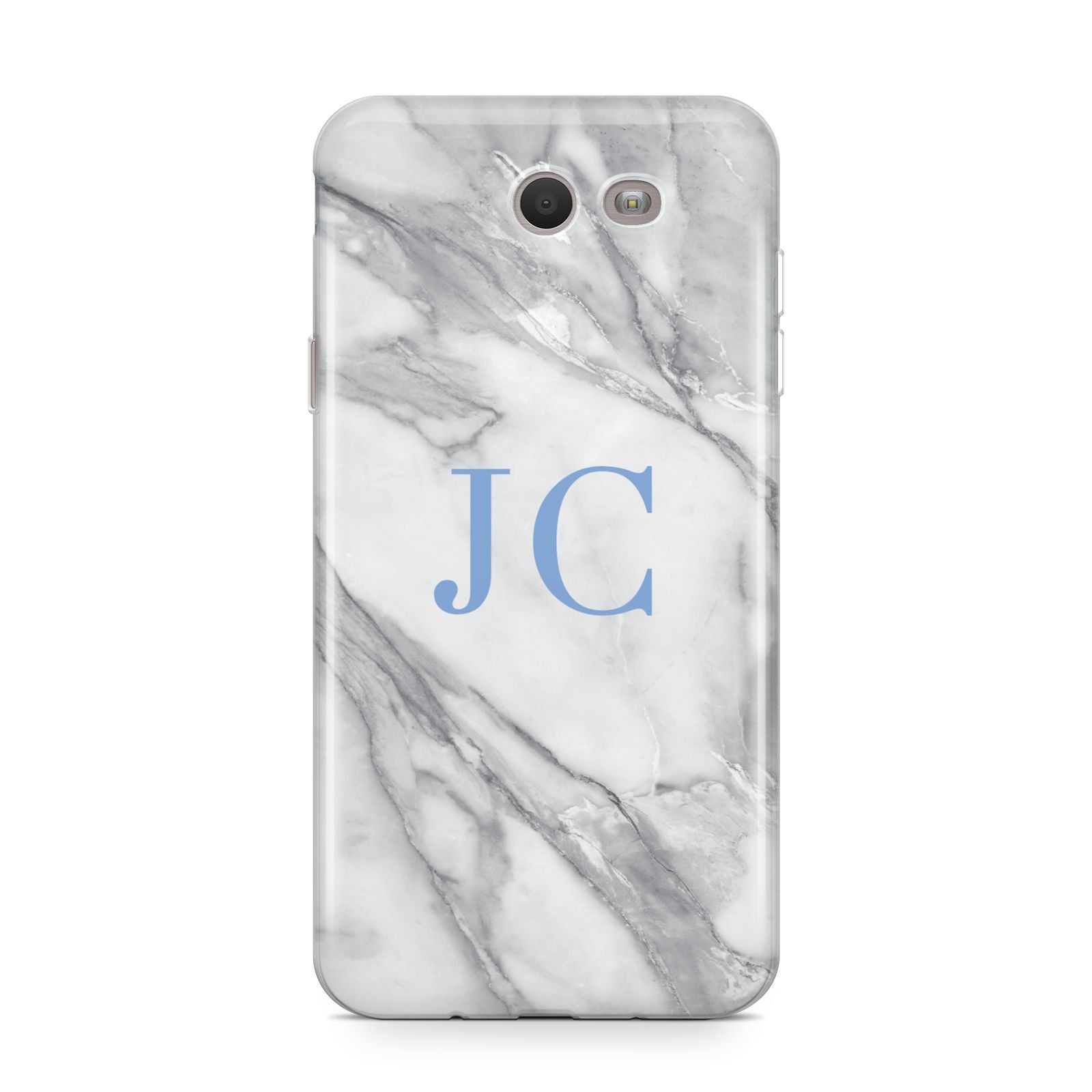 Grey Marble Blue Initials Samsung Galaxy J7 2017 Case