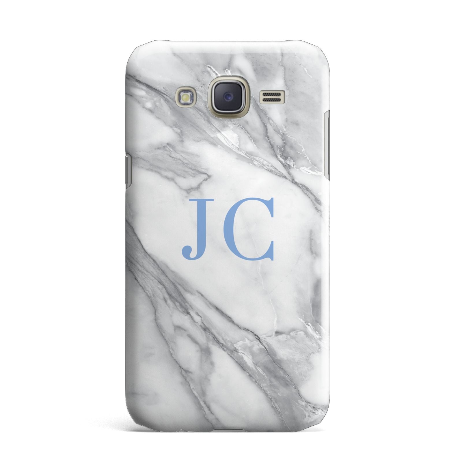 Grey Marble Blue Initials Samsung Galaxy J7 Case