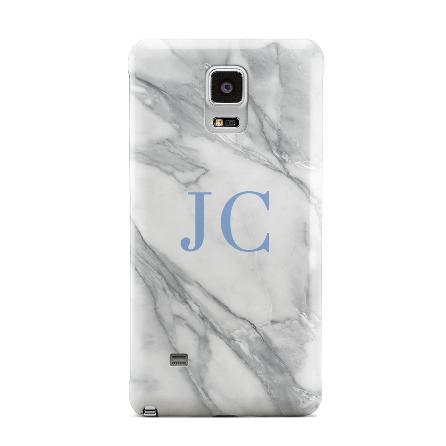 Grey Marble Blue Initials Samsung Galaxy Note 4 Case