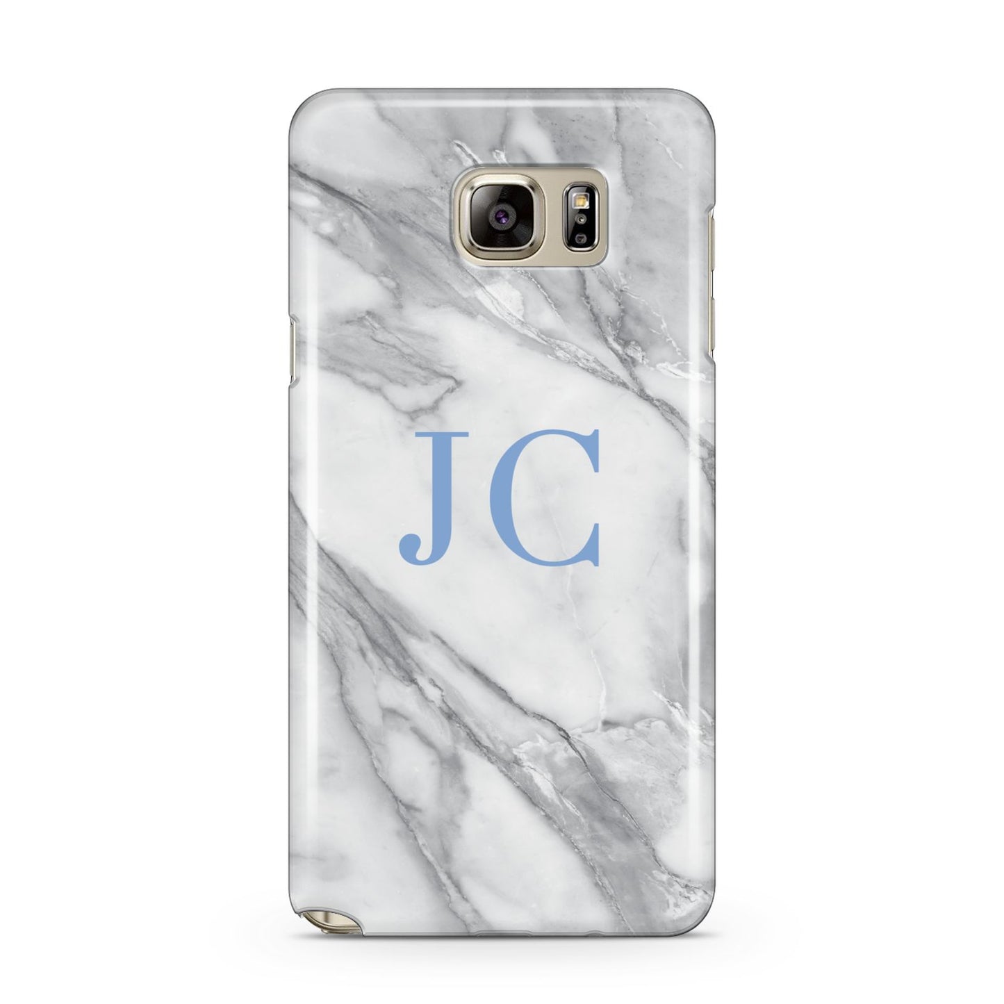 Grey Marble Blue Initials Samsung Galaxy Note 5 Case