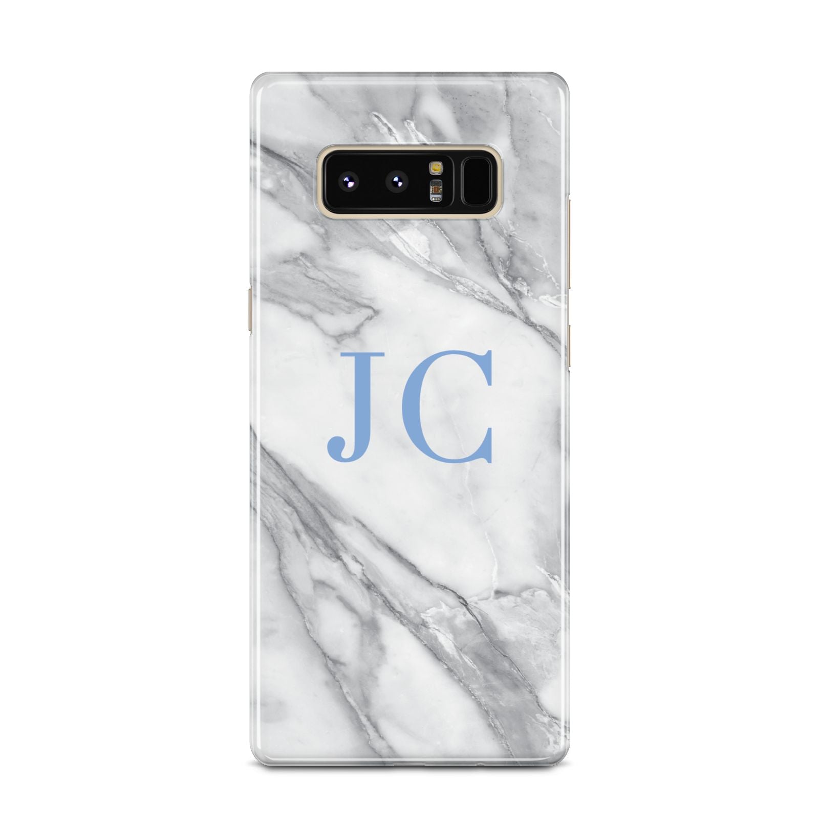 Grey Marble Blue Initials Samsung Galaxy Note 8 Case