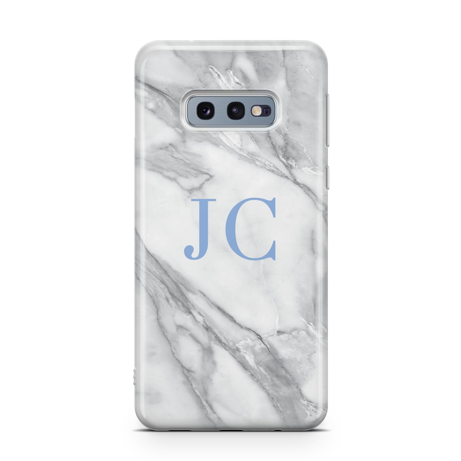 Grey Marble Blue Initials Samsung Galaxy S10E Case