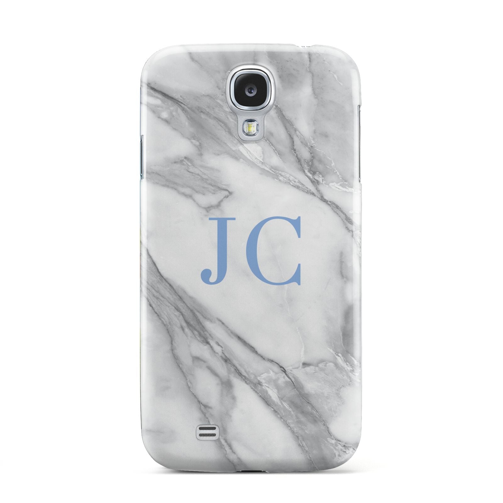 Grey Marble Blue Initials Samsung Galaxy S4 Case