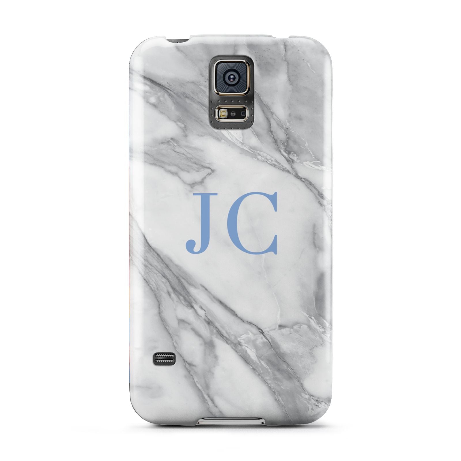 Grey Marble Blue Initials Samsung Galaxy S5 Case