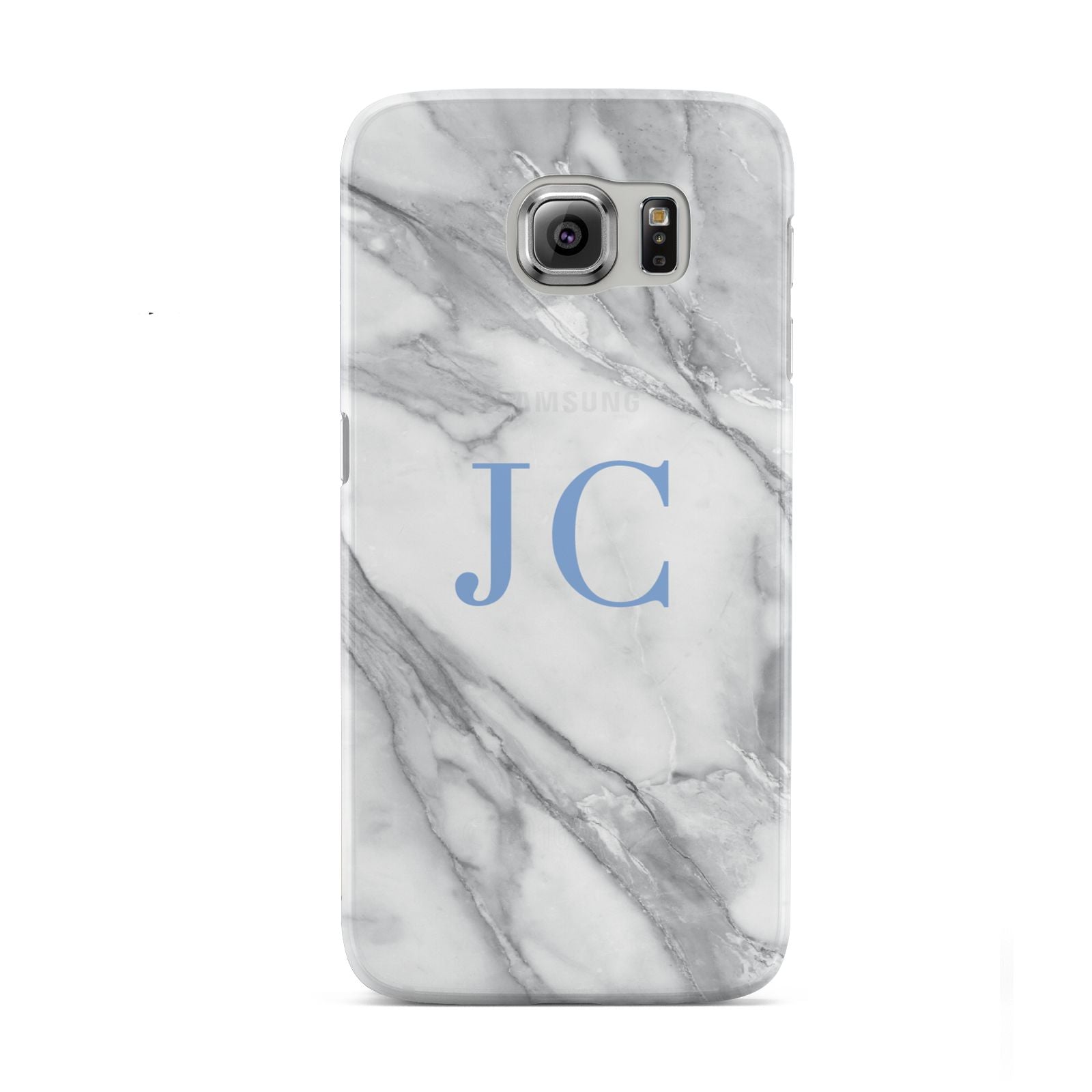 Grey Marble Blue Initials Samsung Galaxy S6 Case