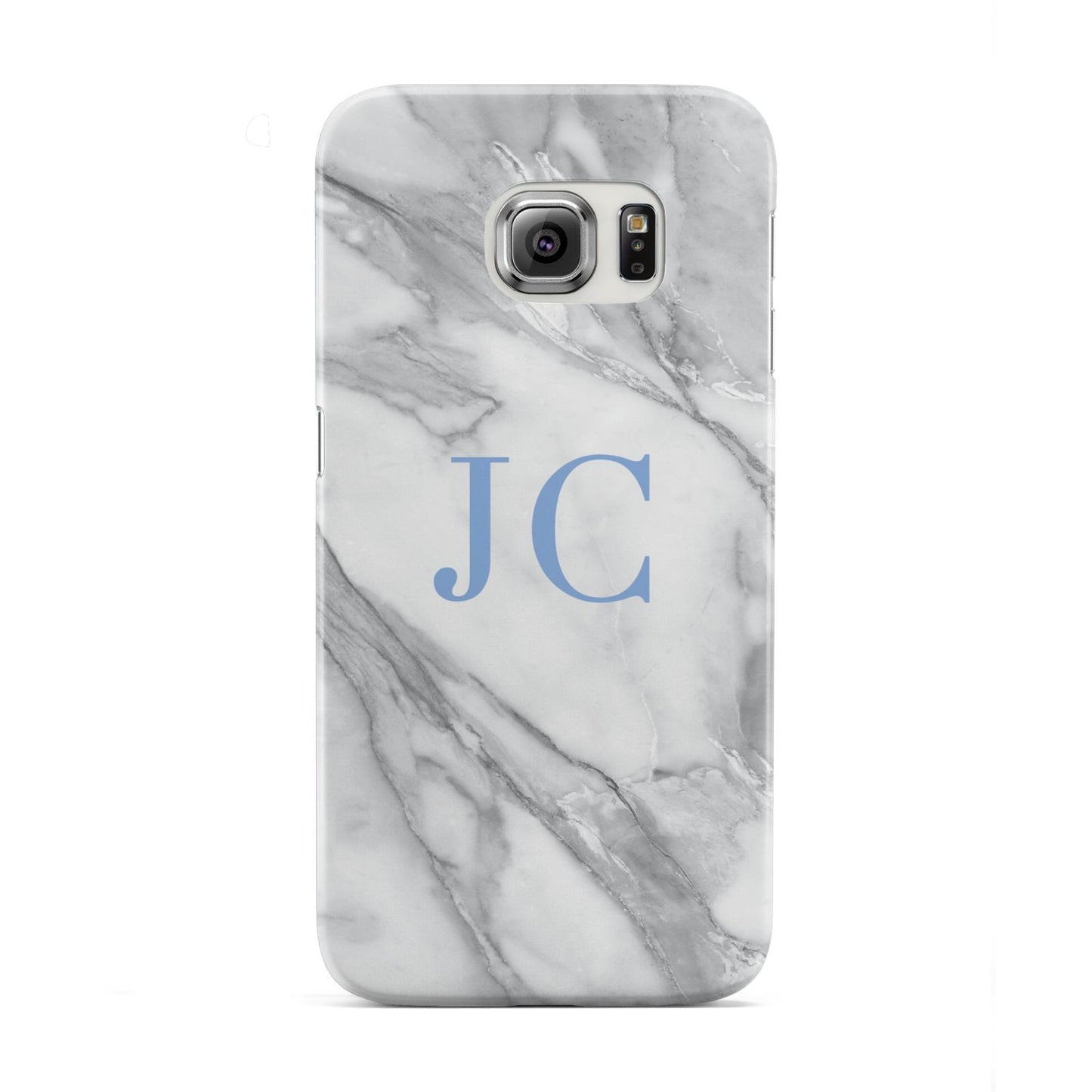 Grey Marble Blue Initials Samsung Galaxy S6 Edge Case