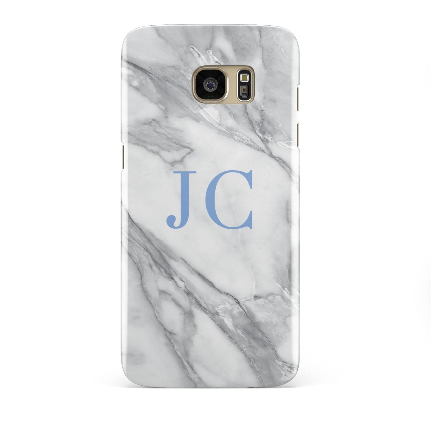 Grey Marble Blue Initials Samsung Galaxy S7 Edge Case