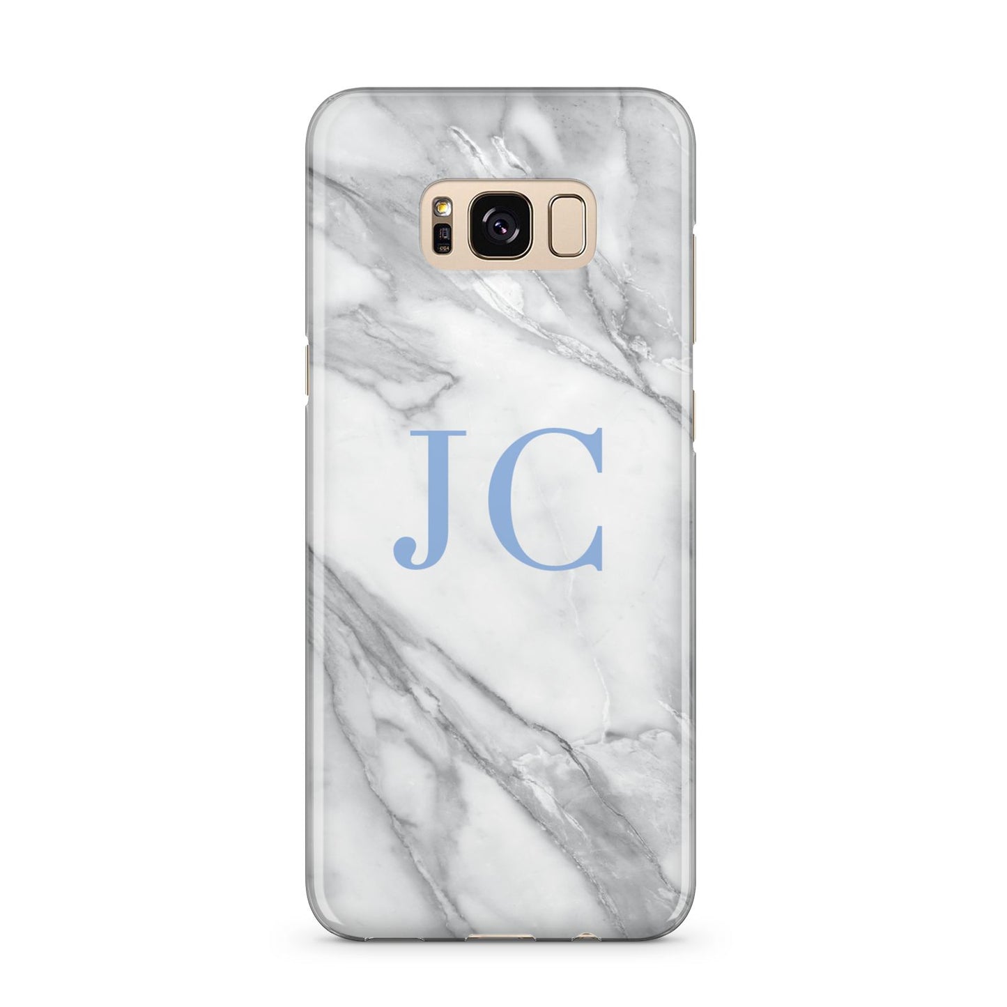 Grey Marble Blue Initials Samsung Galaxy S8 Plus Case