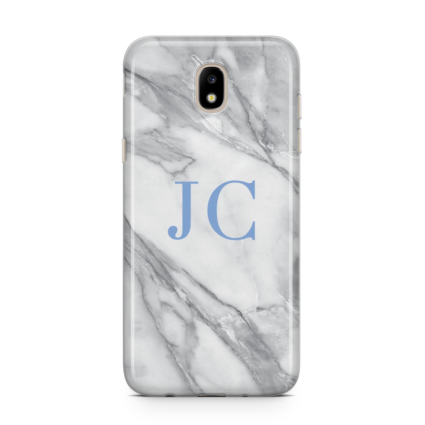 Grey Marble Blue Initials Samsung J5 2017 Case