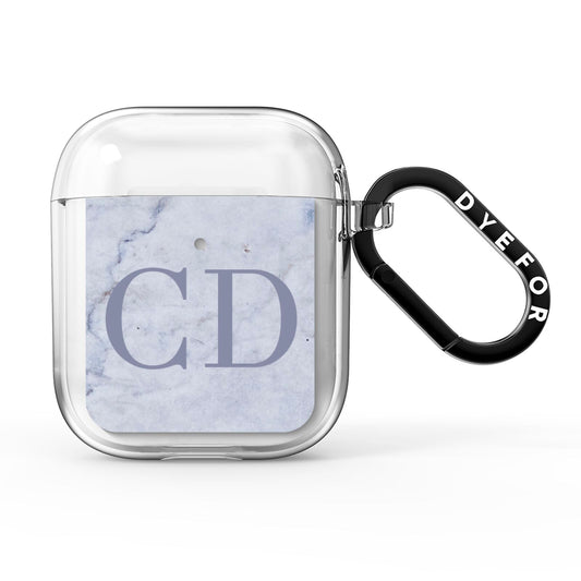 Grey Marble Grey Initials AirPods Clear Case