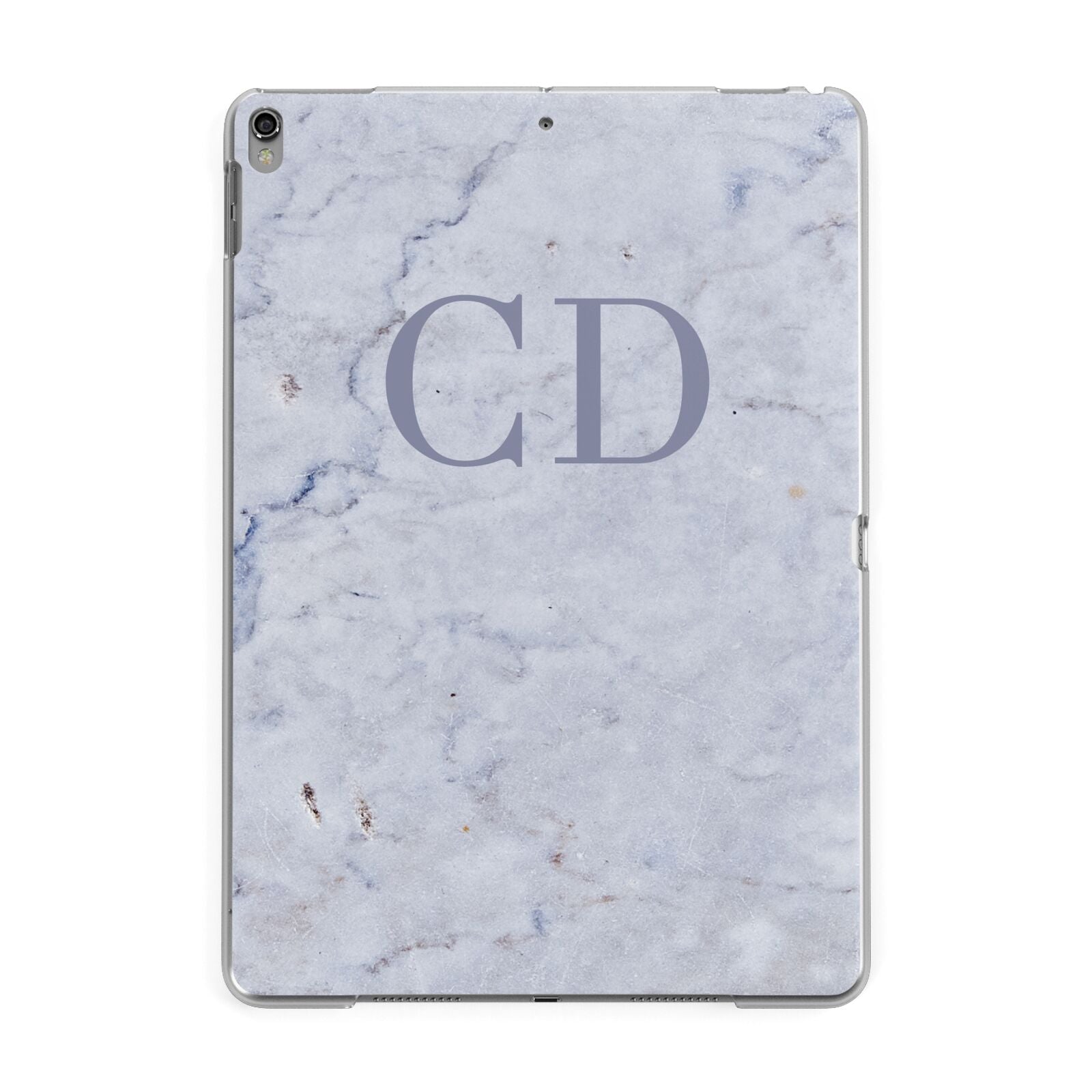 Grey Marble Grey Initials Apple iPad Grey Case