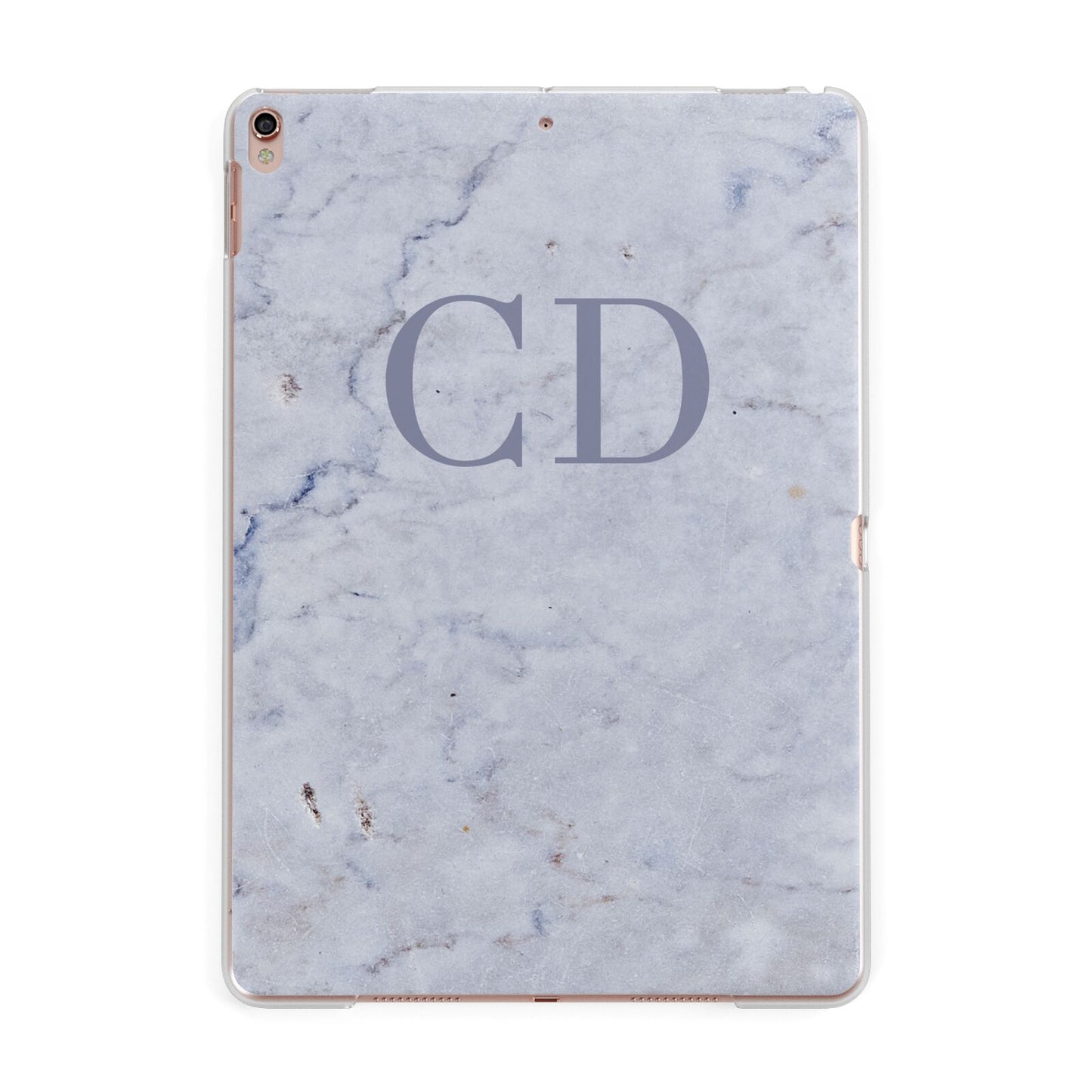 Grey Marble Grey Initials Apple iPad Rose Gold Case